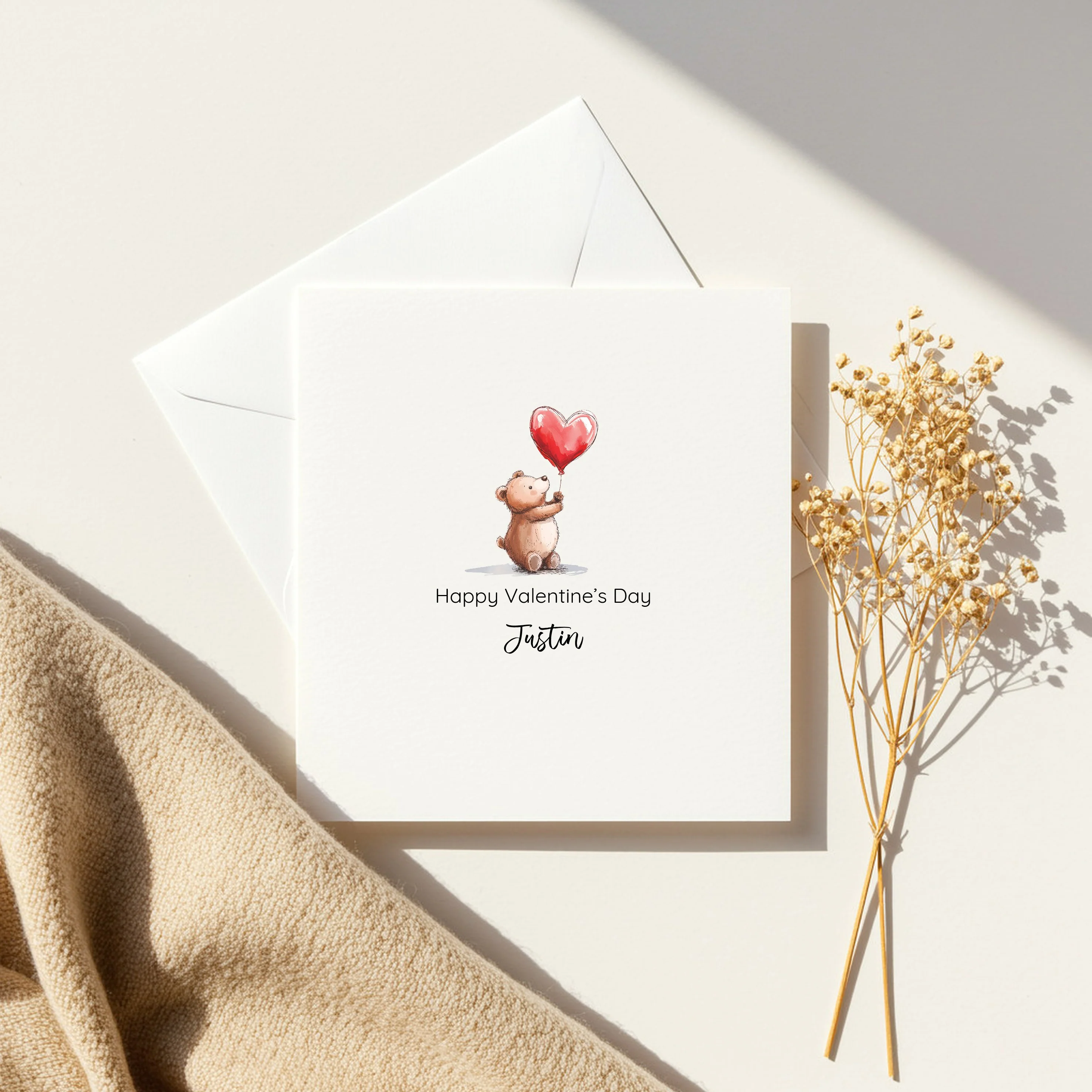 Personalised Happy Valentines Day Bears Red Balloons Card - Image 6
