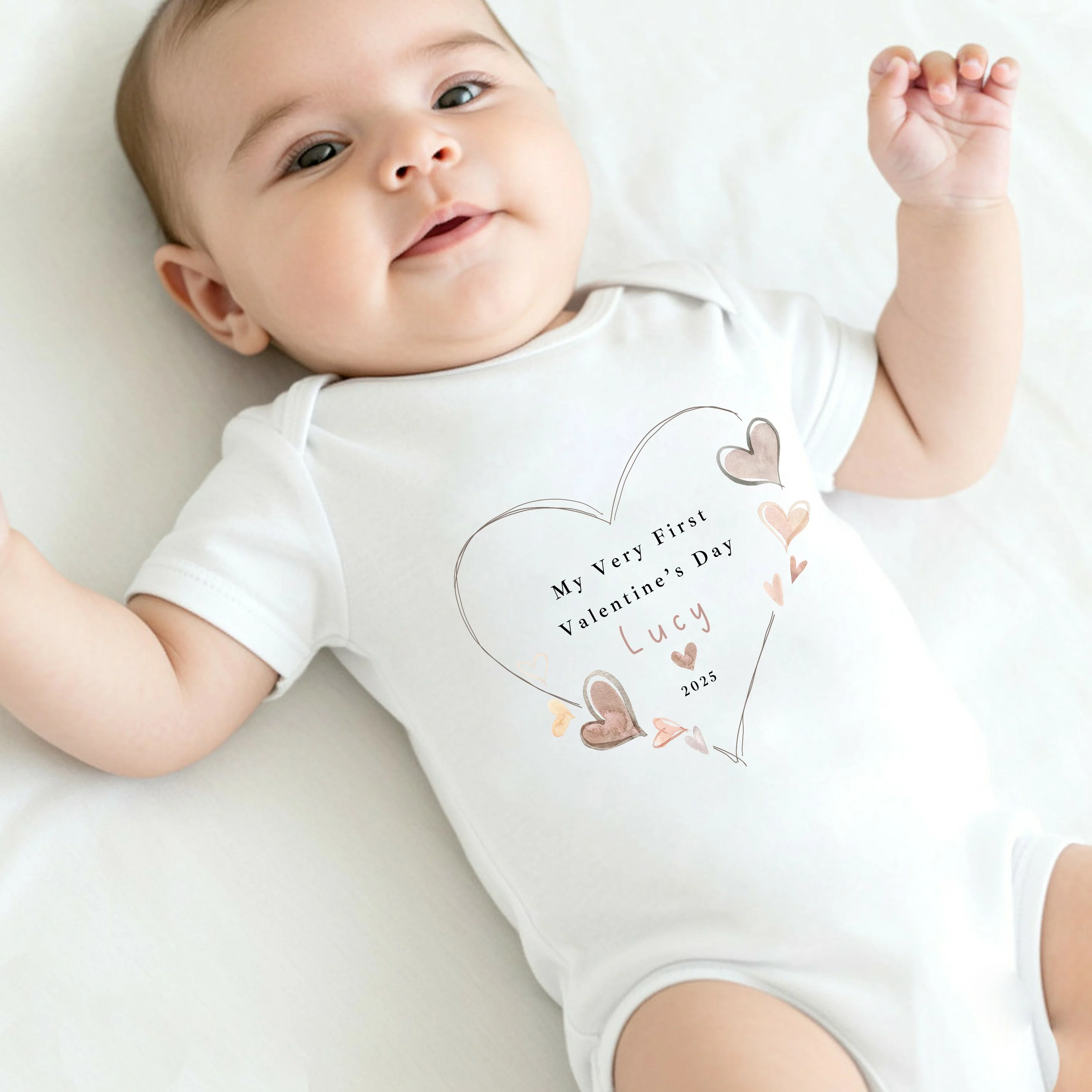 Personalised Heart My First Valentines Day Baby Grow, Vest or Bib - Image 2