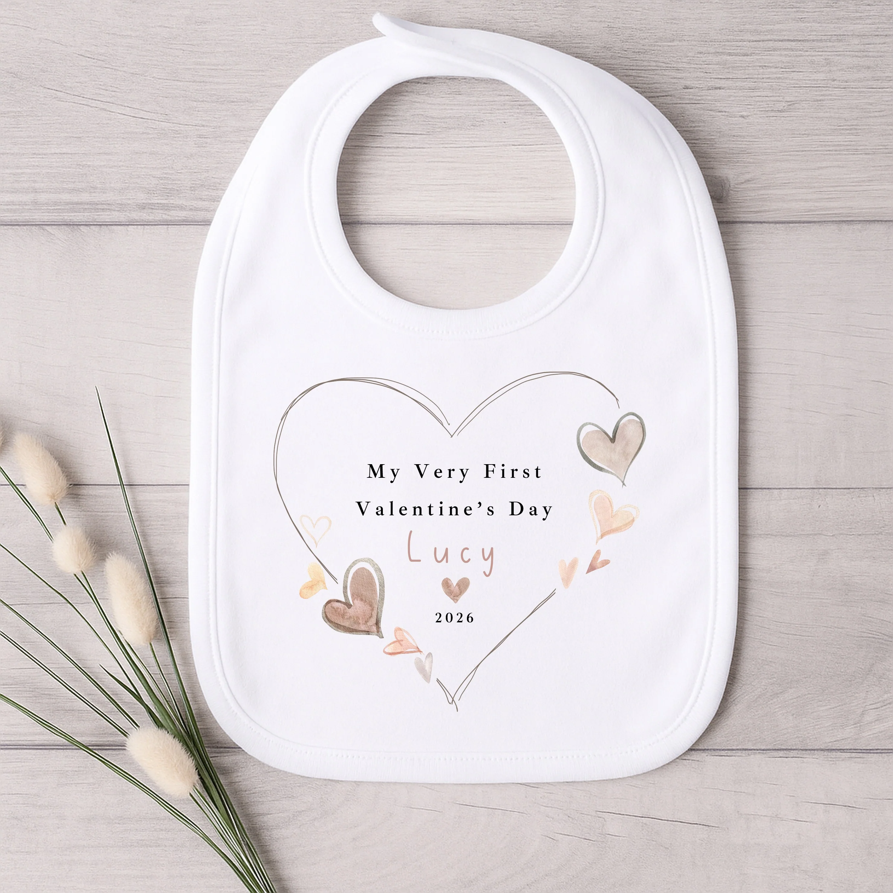 Personalised Heart My First Valentines Day Baby Grow, Vest or Bib - Image 5