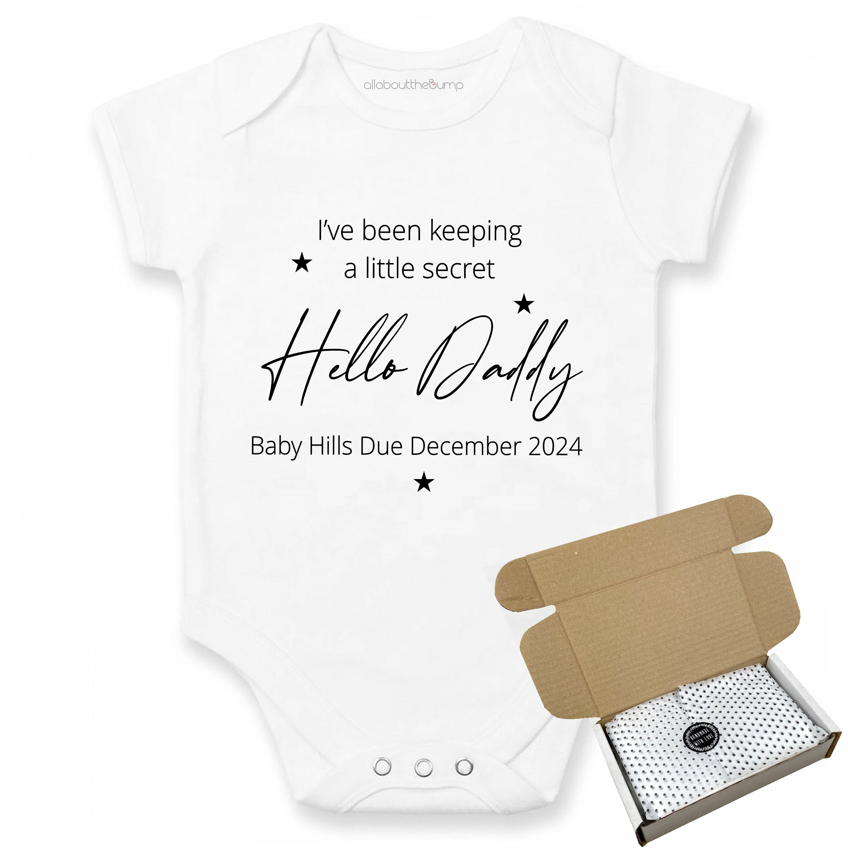 Personalised Hello Daddy Script Baby Announcement Vest - Image 3