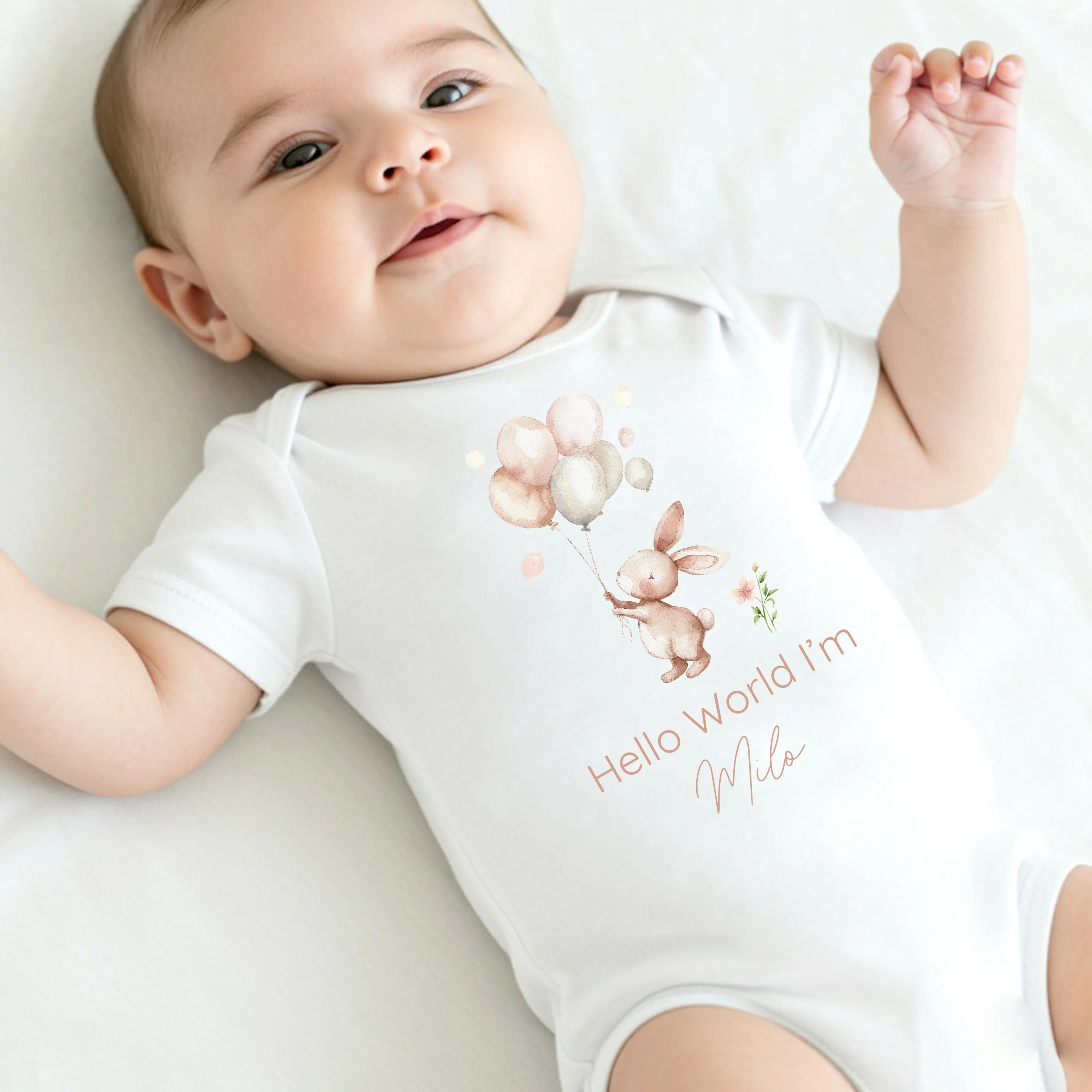 Personalised Hello World Bunny Babygrow/Vest/Bib - Image 3