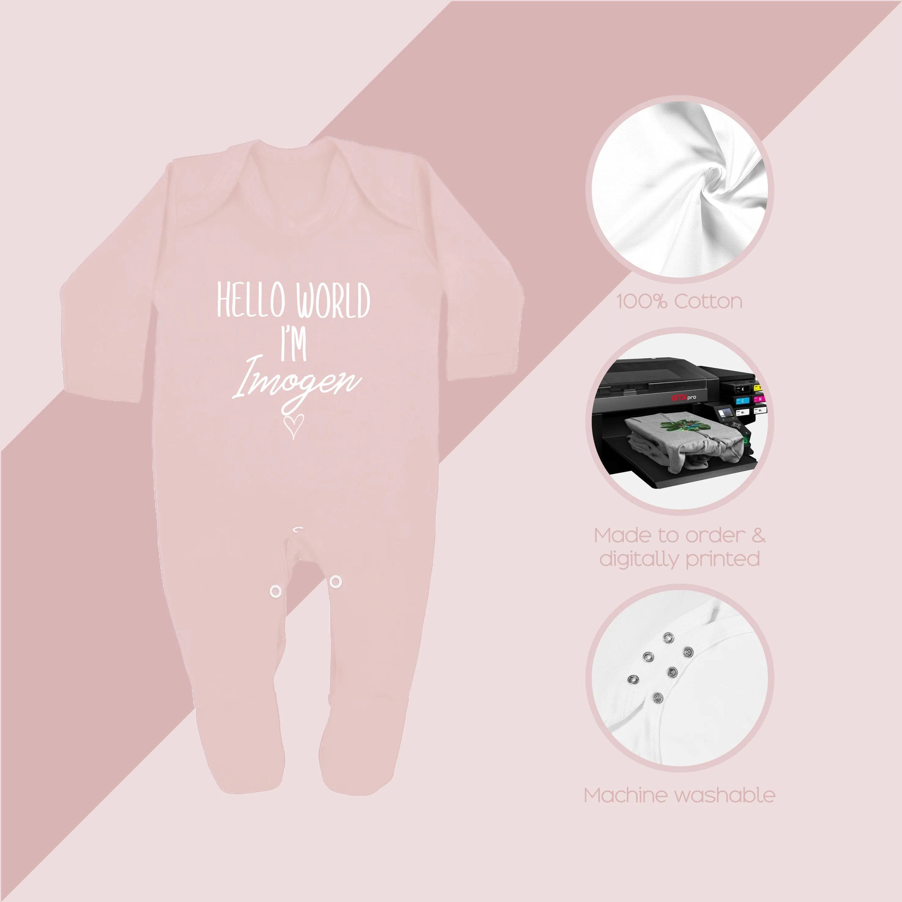 Personalised Hello World Pink Babygrow With Optional Matching Accessories - Image 4