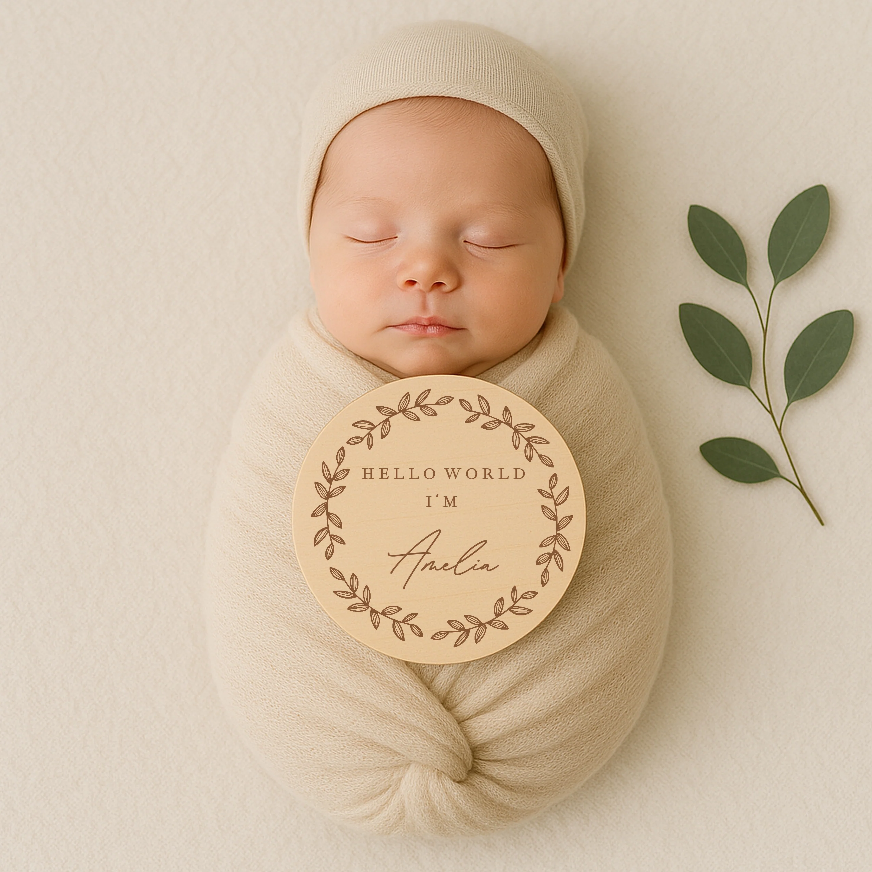 Personalised Hello World Wooden Announcement Plaque - Image 2