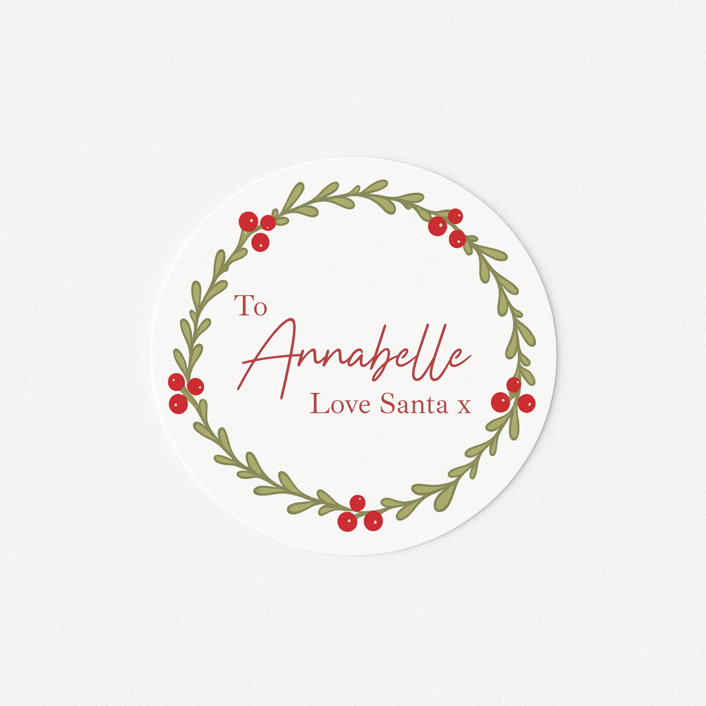 Personalised Holly Wreath Christmas Stickers - Image 2