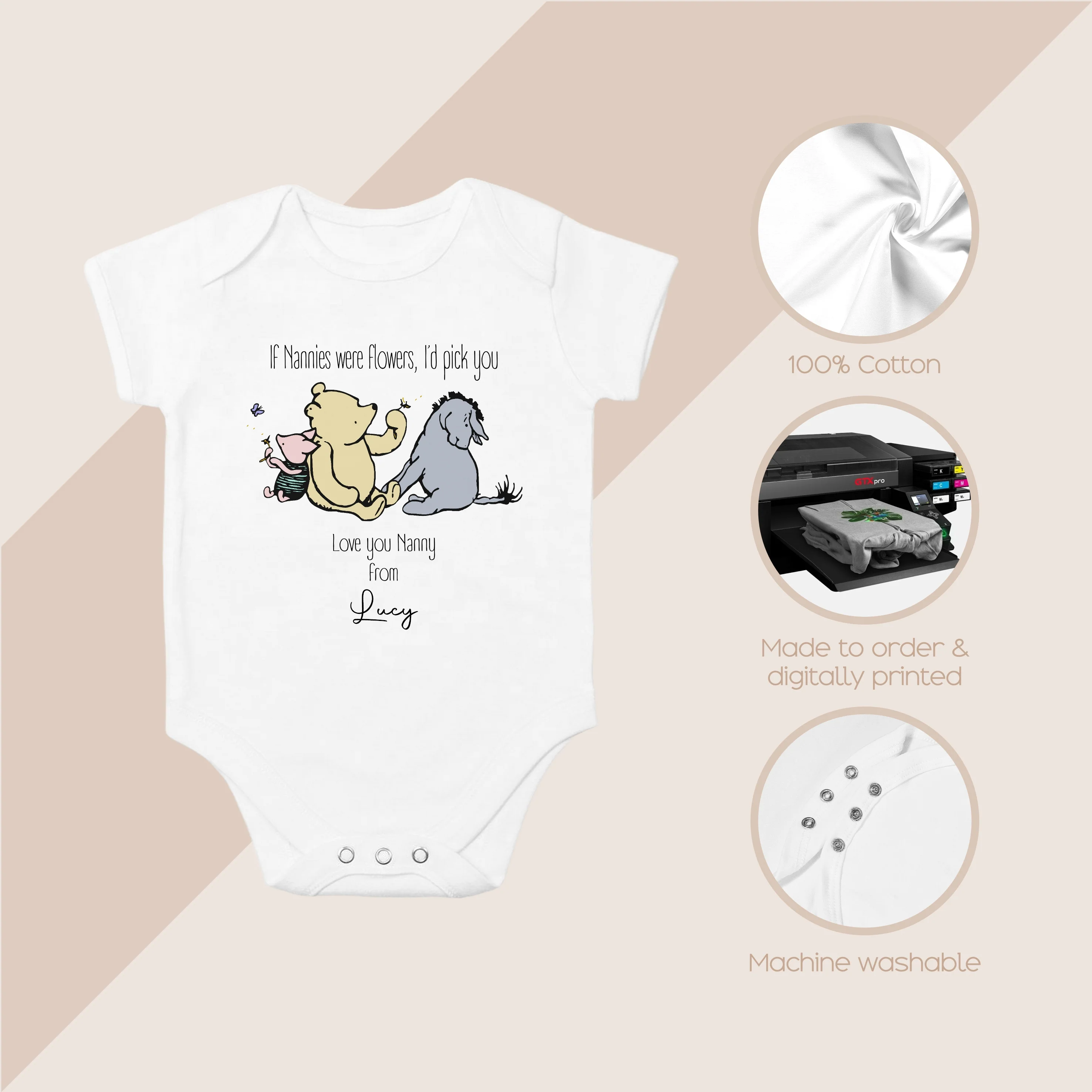 Personalised If Nannies Were Flowers I'd Pick You Babygrow/Vest - Image 3