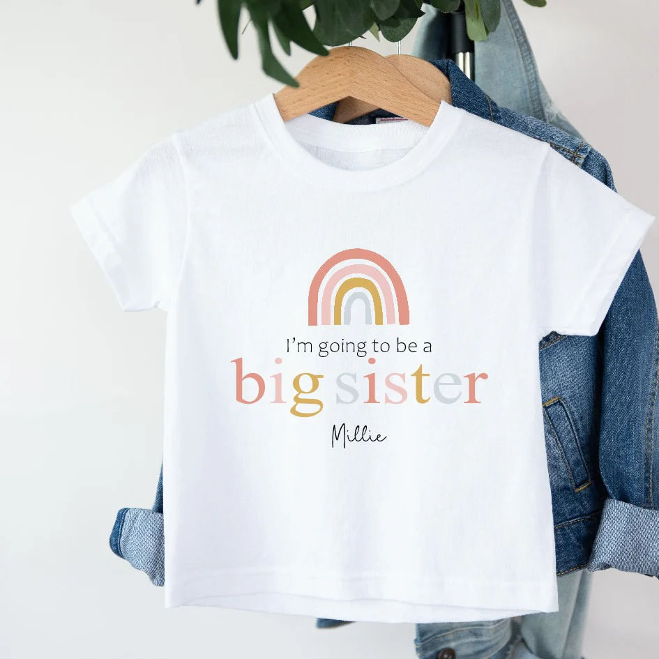 Personalised I'm Going To Be A Big Sister Peach T-shirt - Image 2