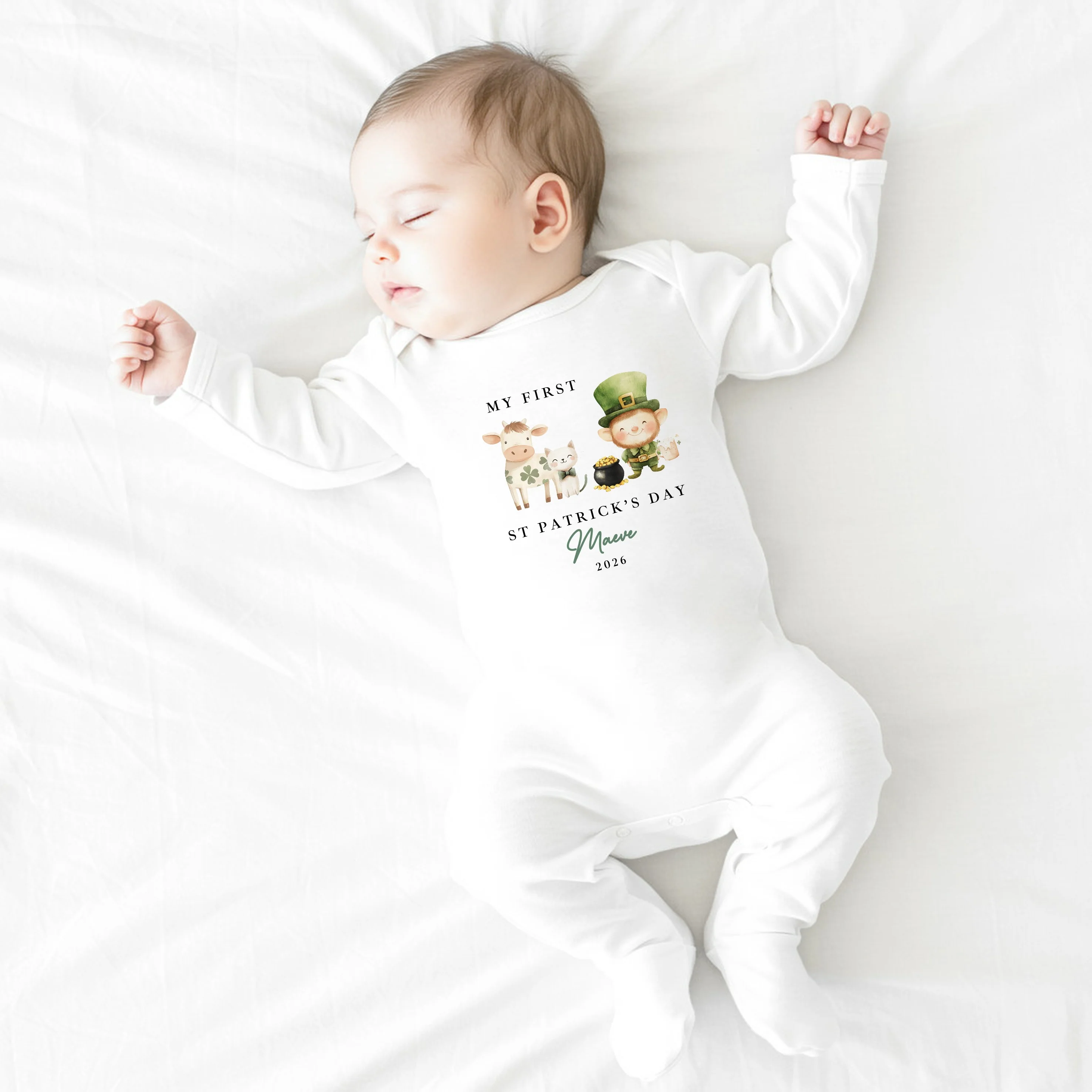 Personalised Irish Cow My First St Patricks Day Baby Grow, Vest or Bib - Image 4