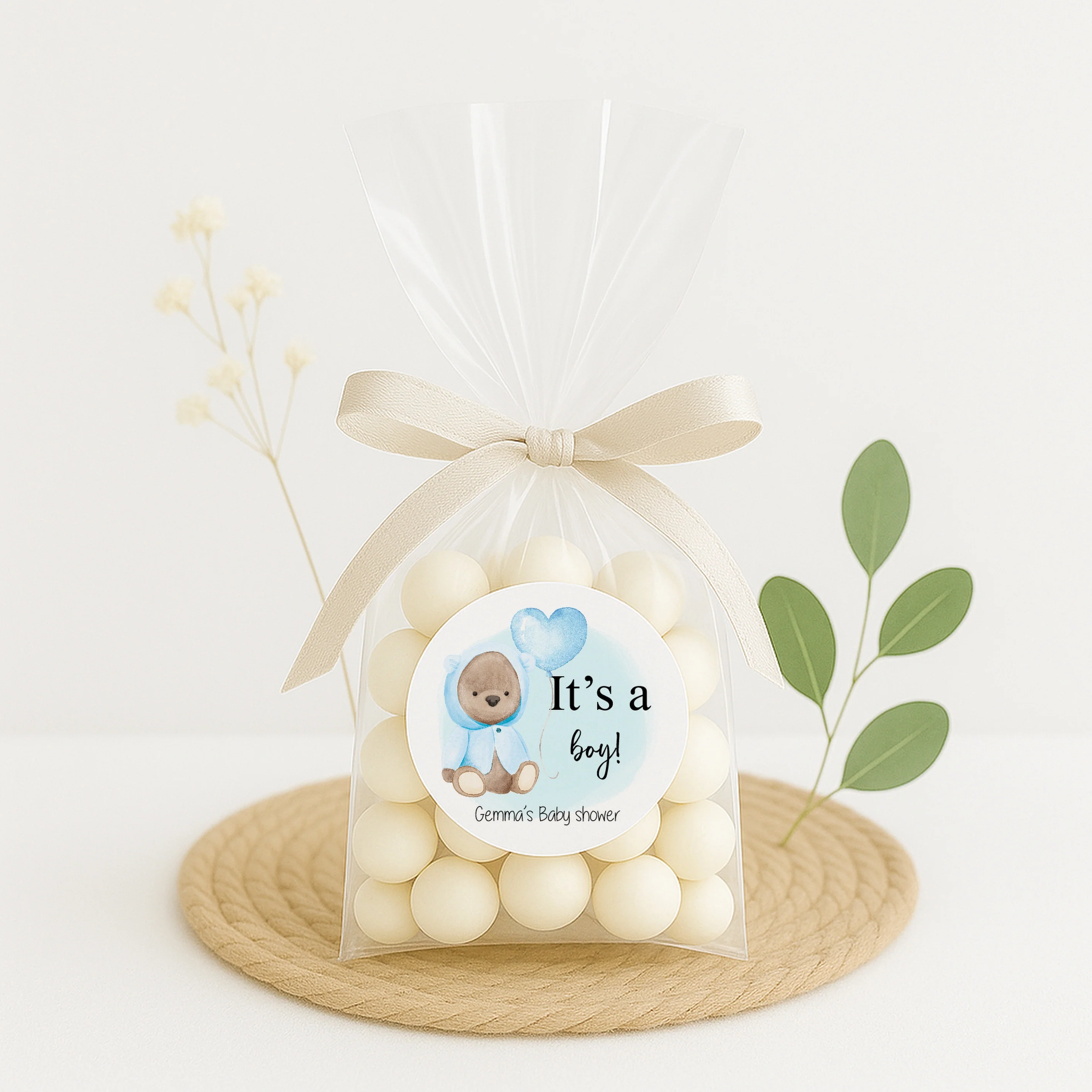 Personalised It's A Boy Blue Teddy Baby Shower Stickers - Image 4