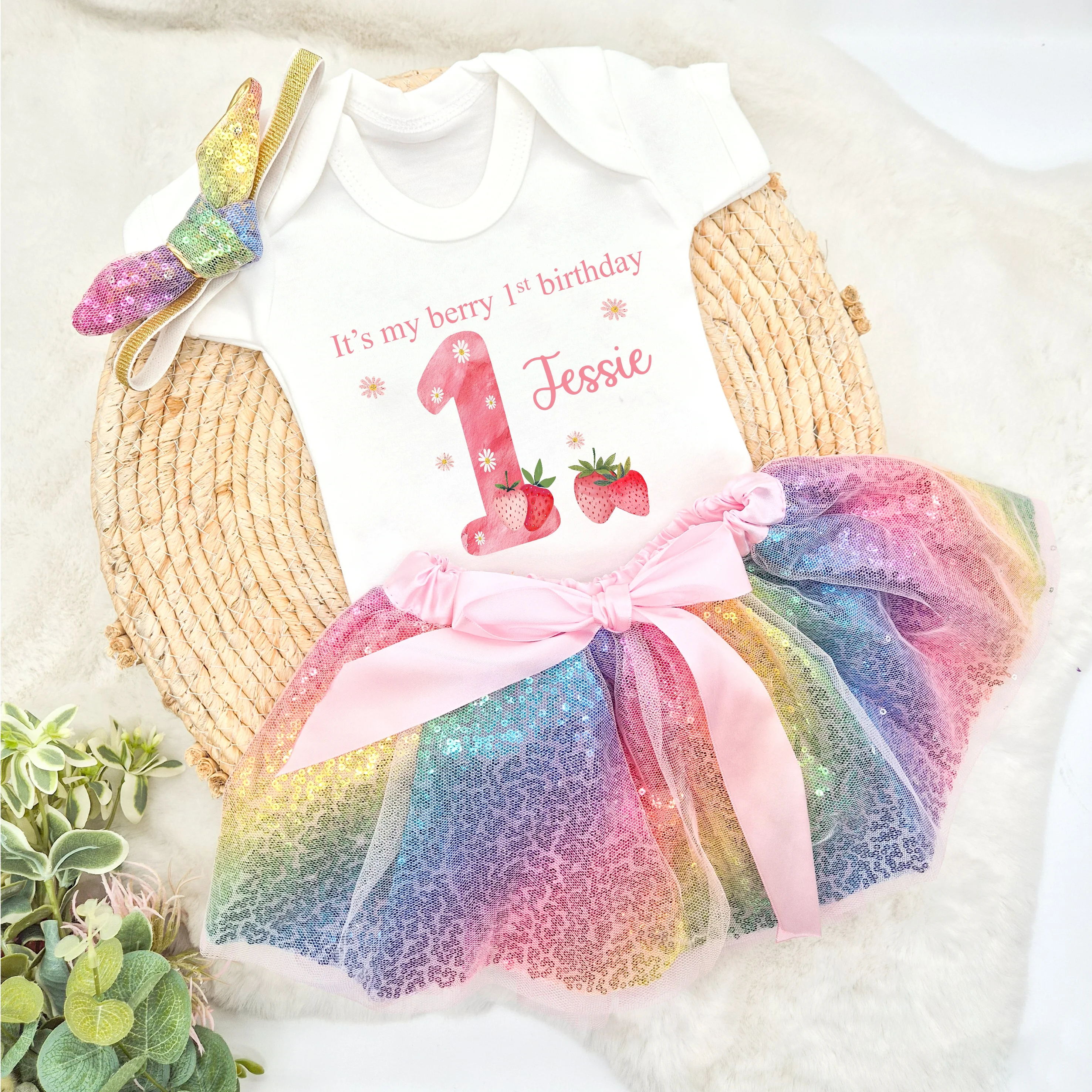 Personalised It's My Berry First Birthday Vest and Tutu Set - Image 3