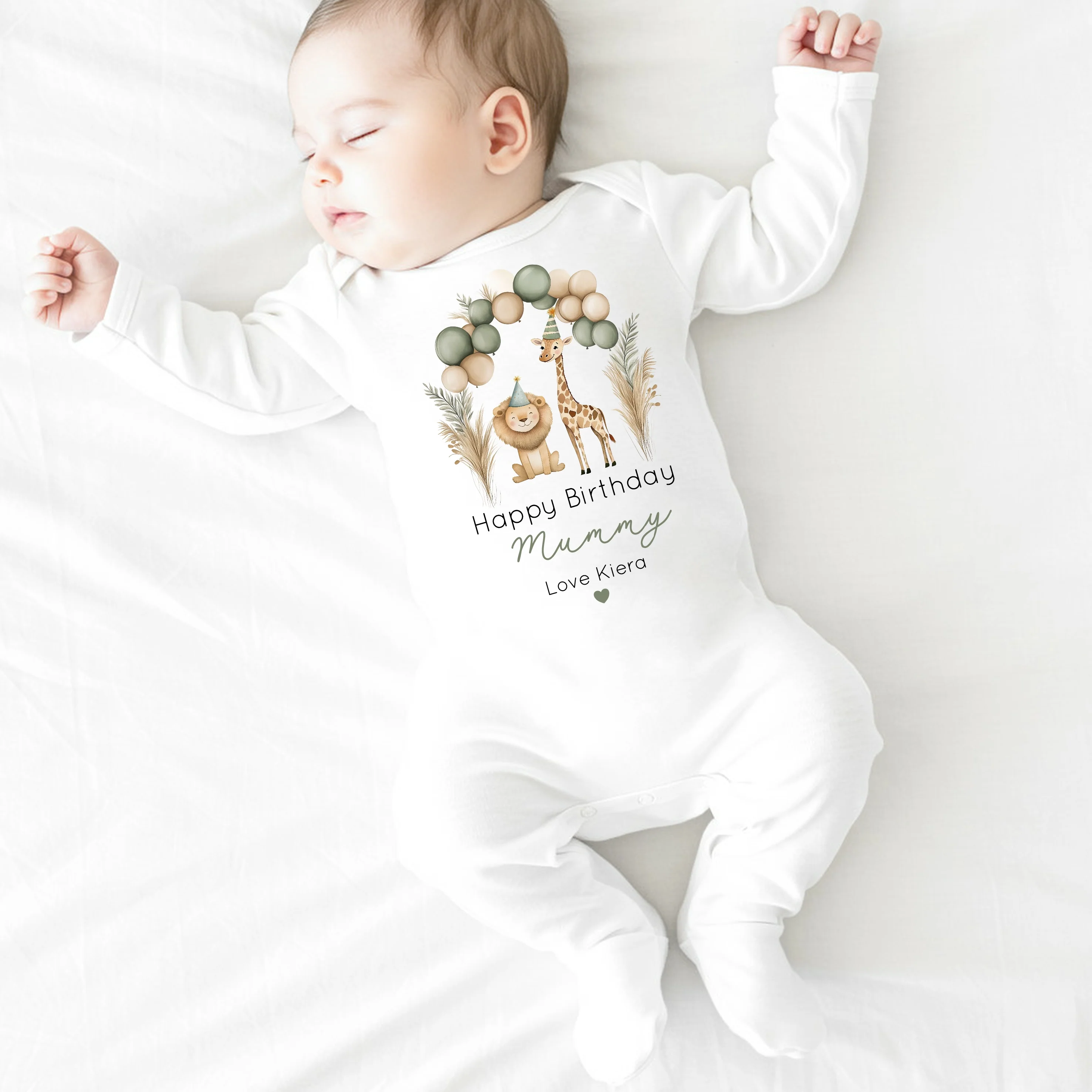 Personalised Jungle Party Happy Birthday Mummy Baby Grow or Vest - Image 3