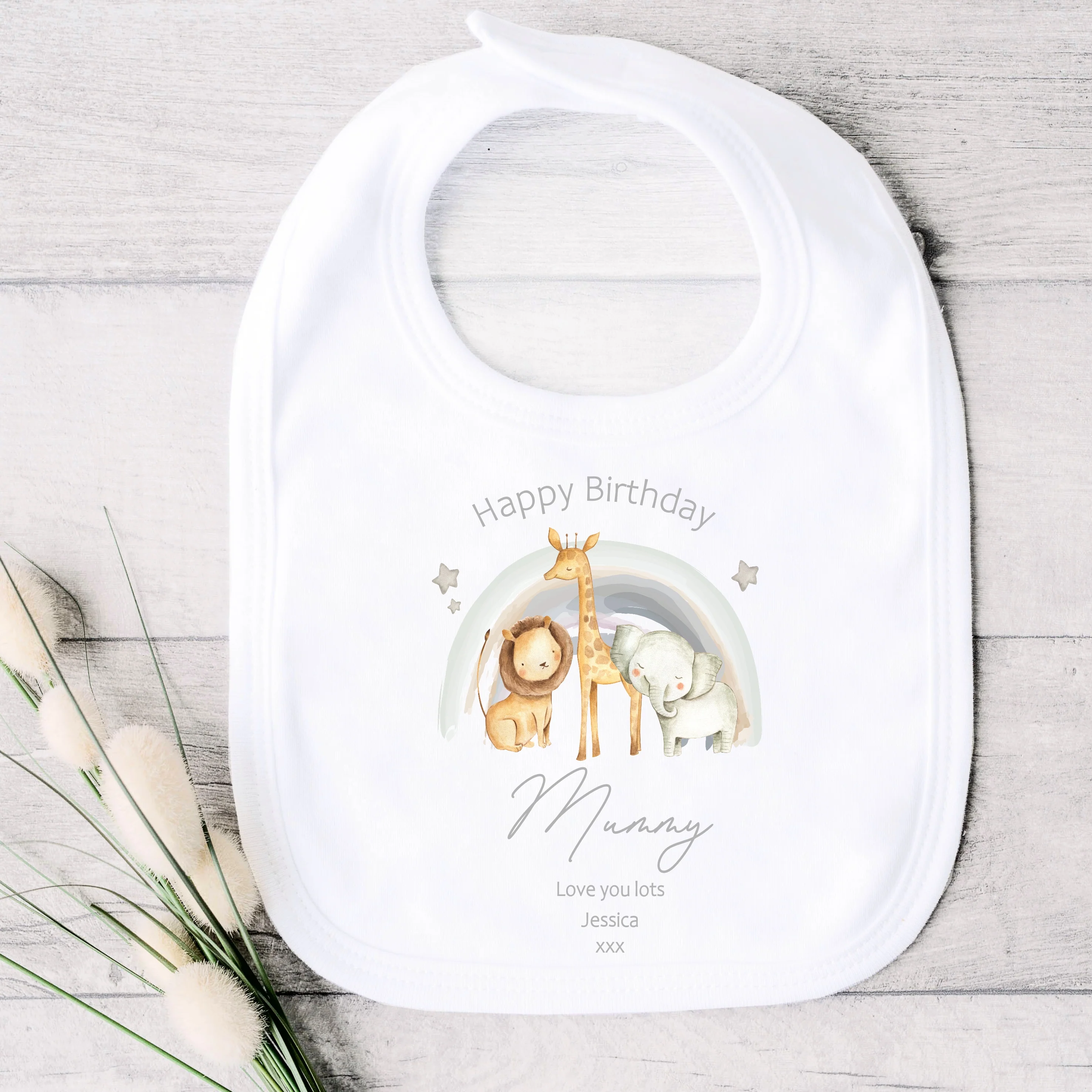 Personalised Jungle Rainbow Happy Birthday Mummy/Daddy Baby Grow or Vest - Image 3