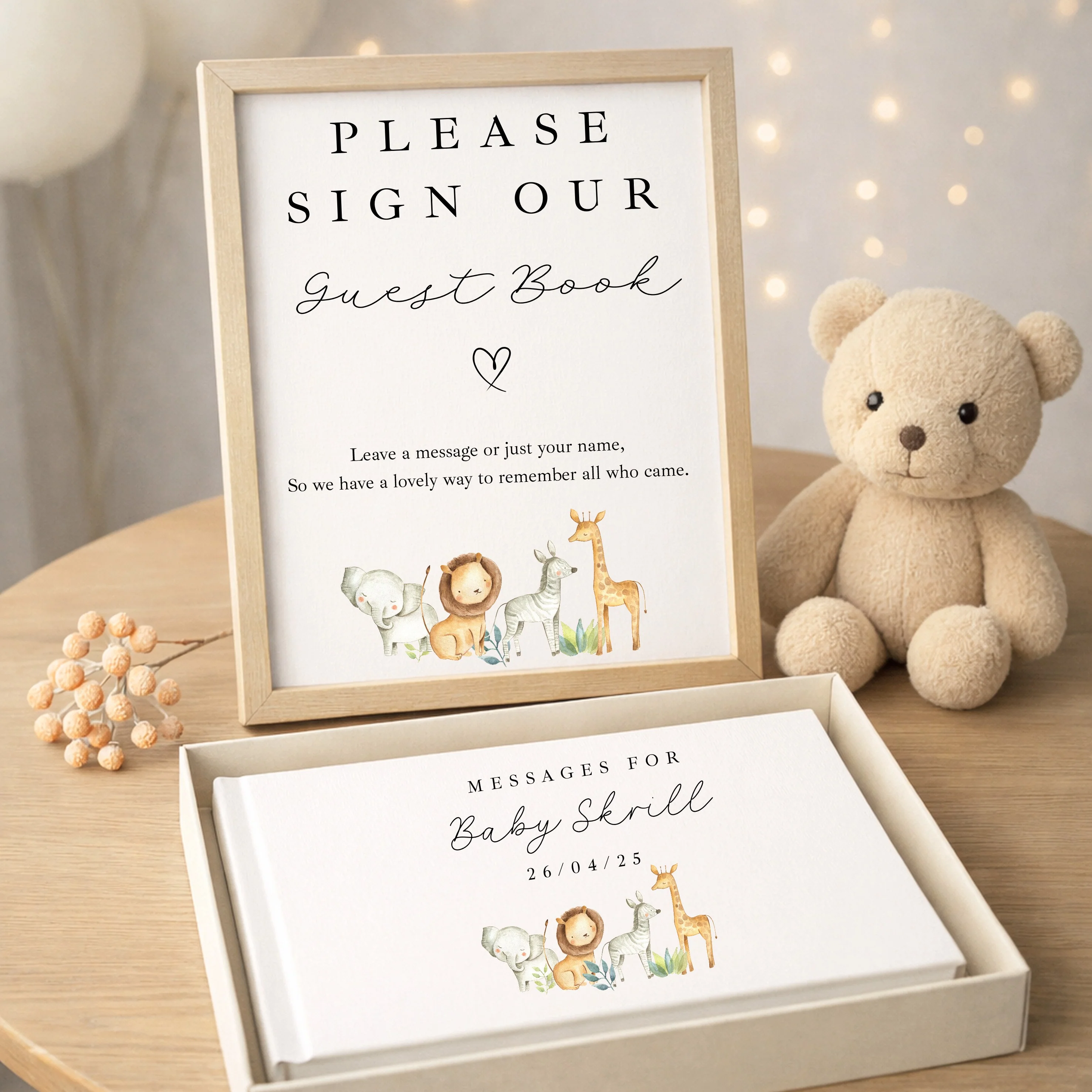Personalised Jungle Safari Baby Shower Guest Book - Image 6
