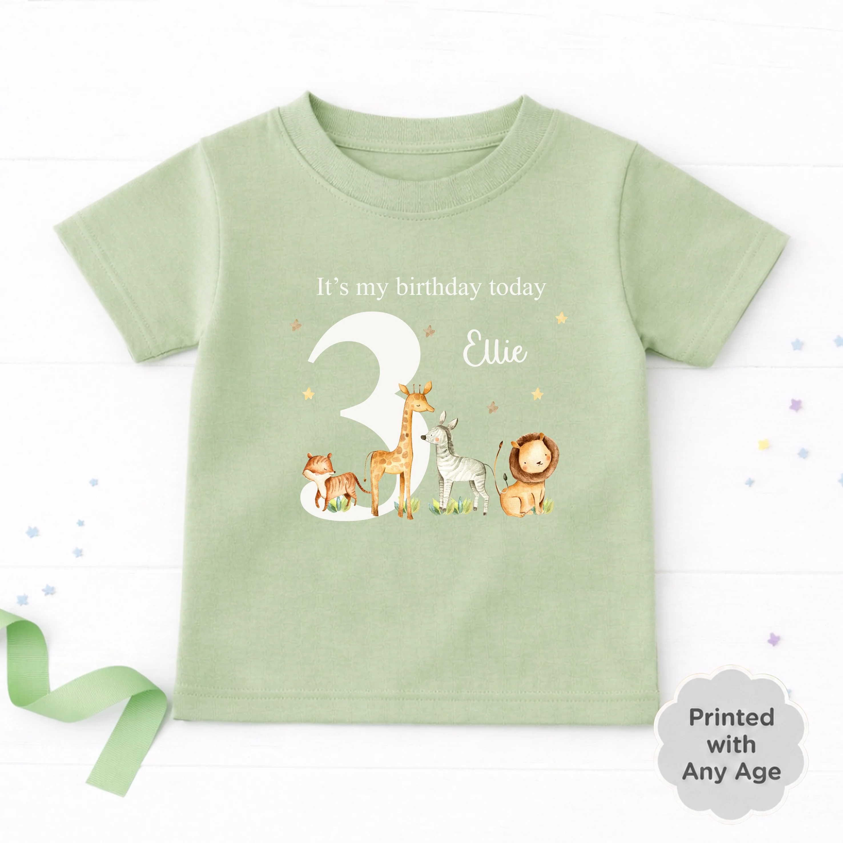 Personalised Jungle Scene Any Age Birthday T-shirt - Image 6