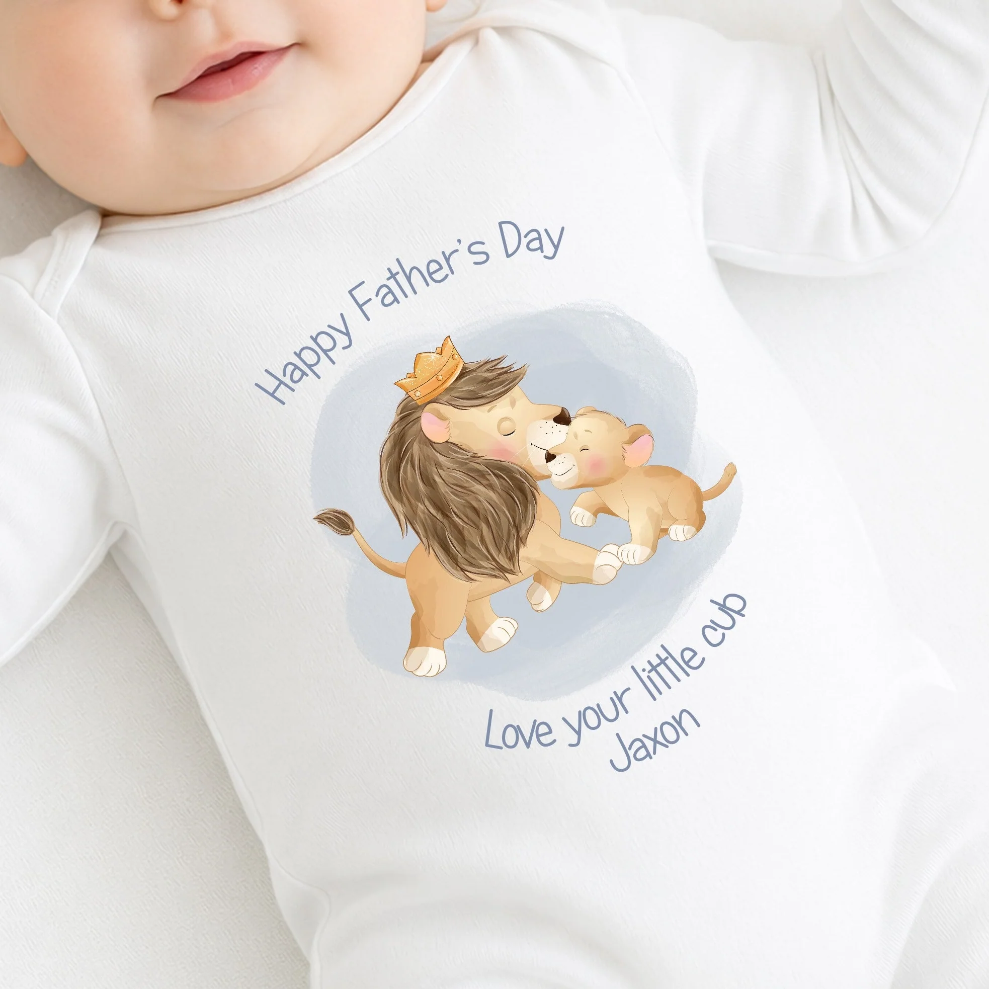 Personalised Lion Cub Happy Father's Day Baby Grow or Vest