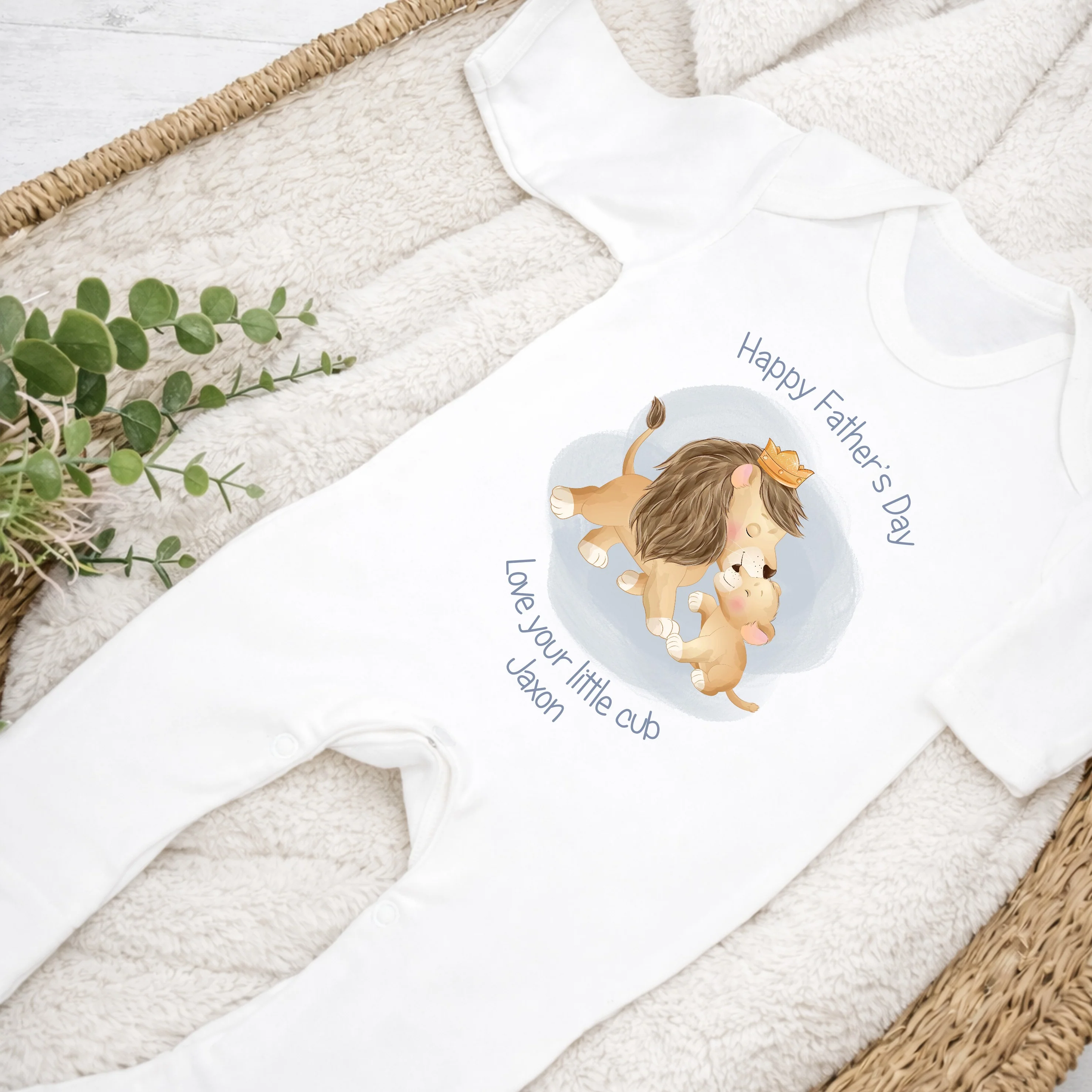 Personalised Lion Cub Happy Father's Day Baby Grow or Vest - Image 2