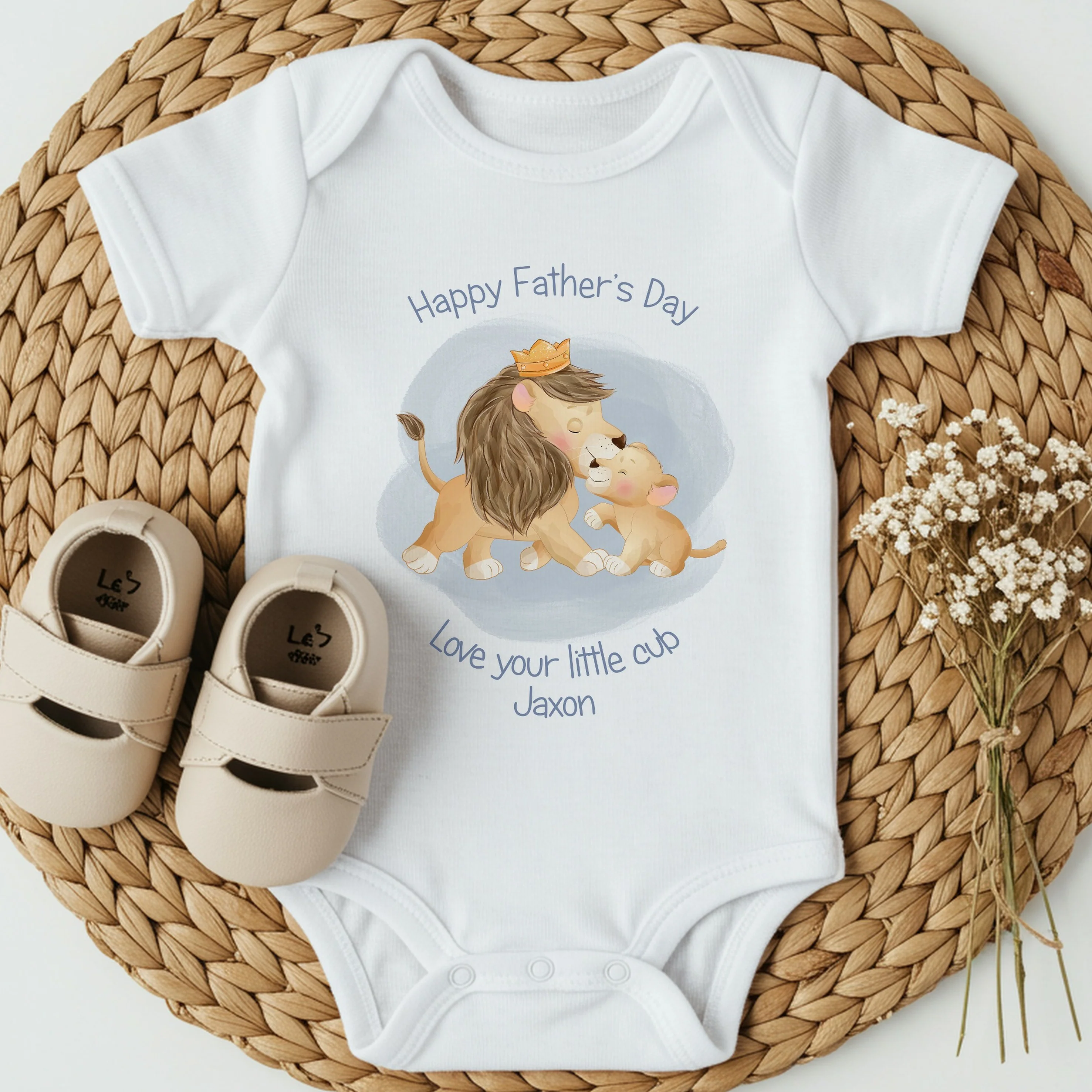 Personalised Lion Cub Happy Father's Day Baby Grow or Vest - Image 3