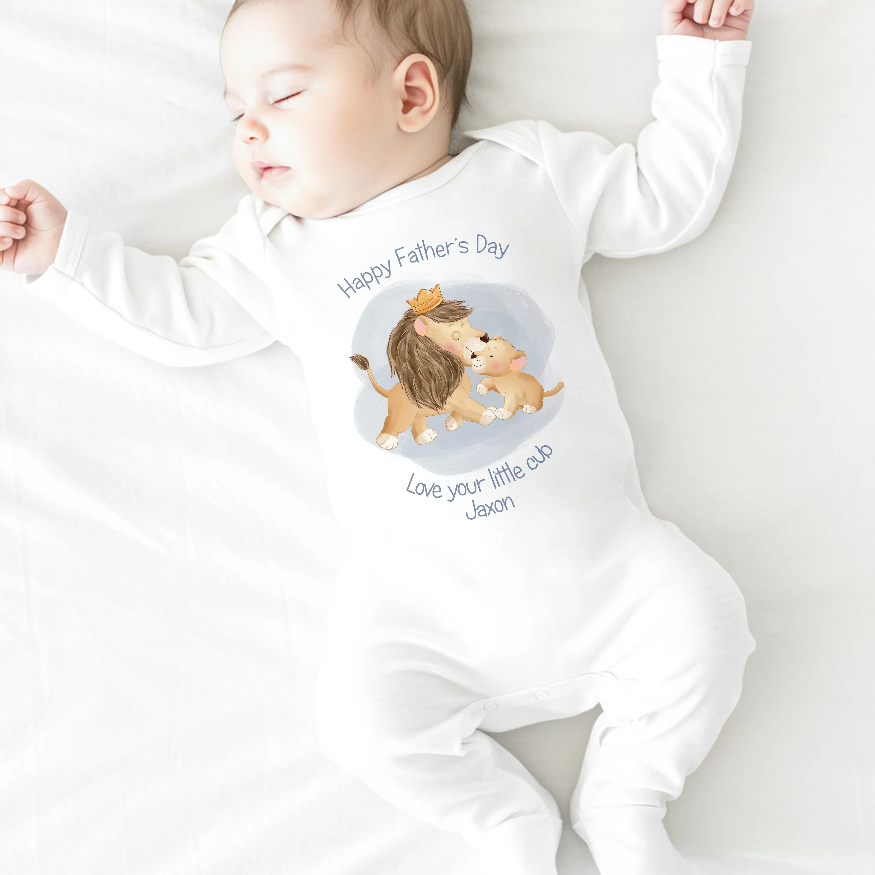 Personalised Lion Cub Happy Father's Day Baby Grow or Vest - Image 4