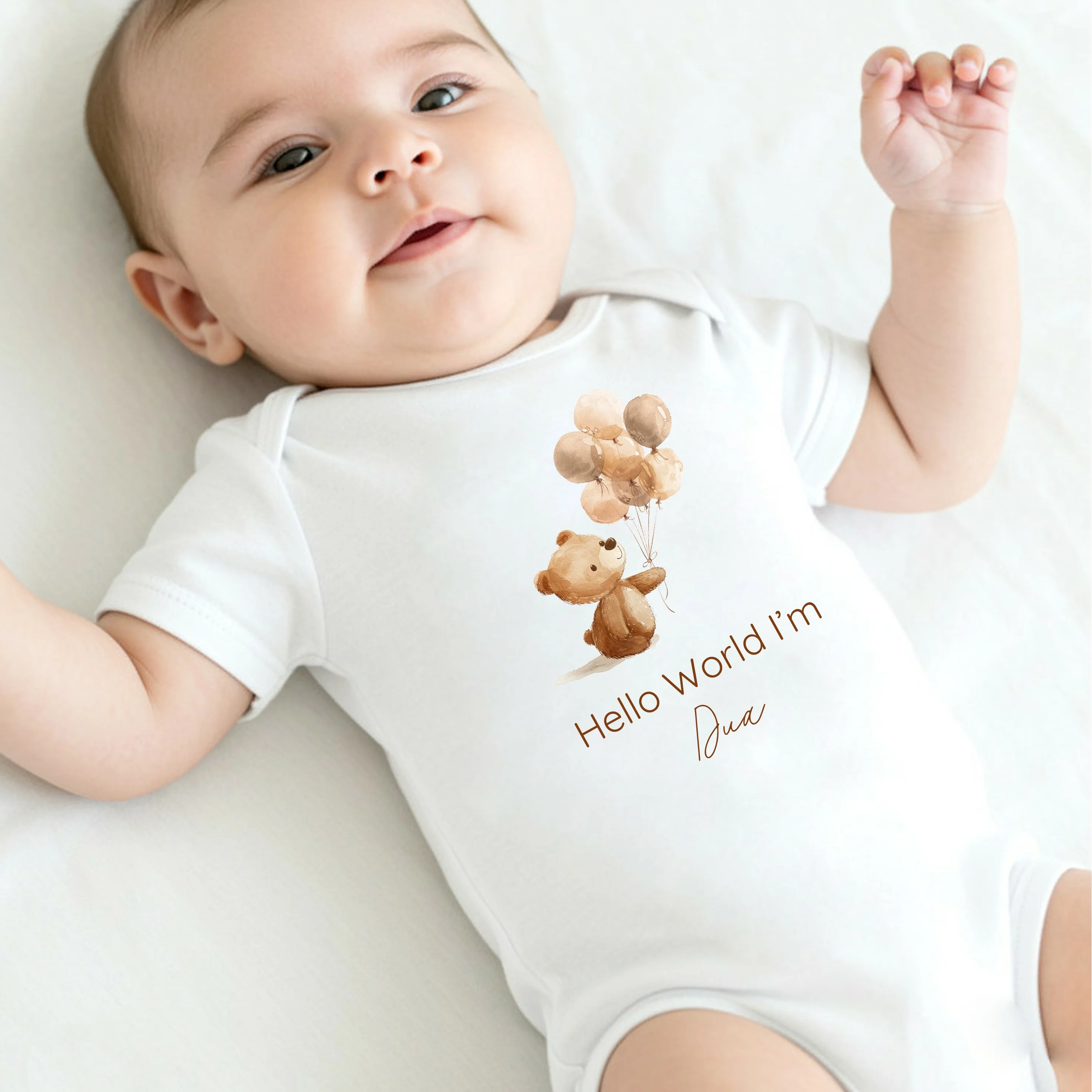 Personalised Little Bear Balloons Babygrow/Vest/Bib - Image 3