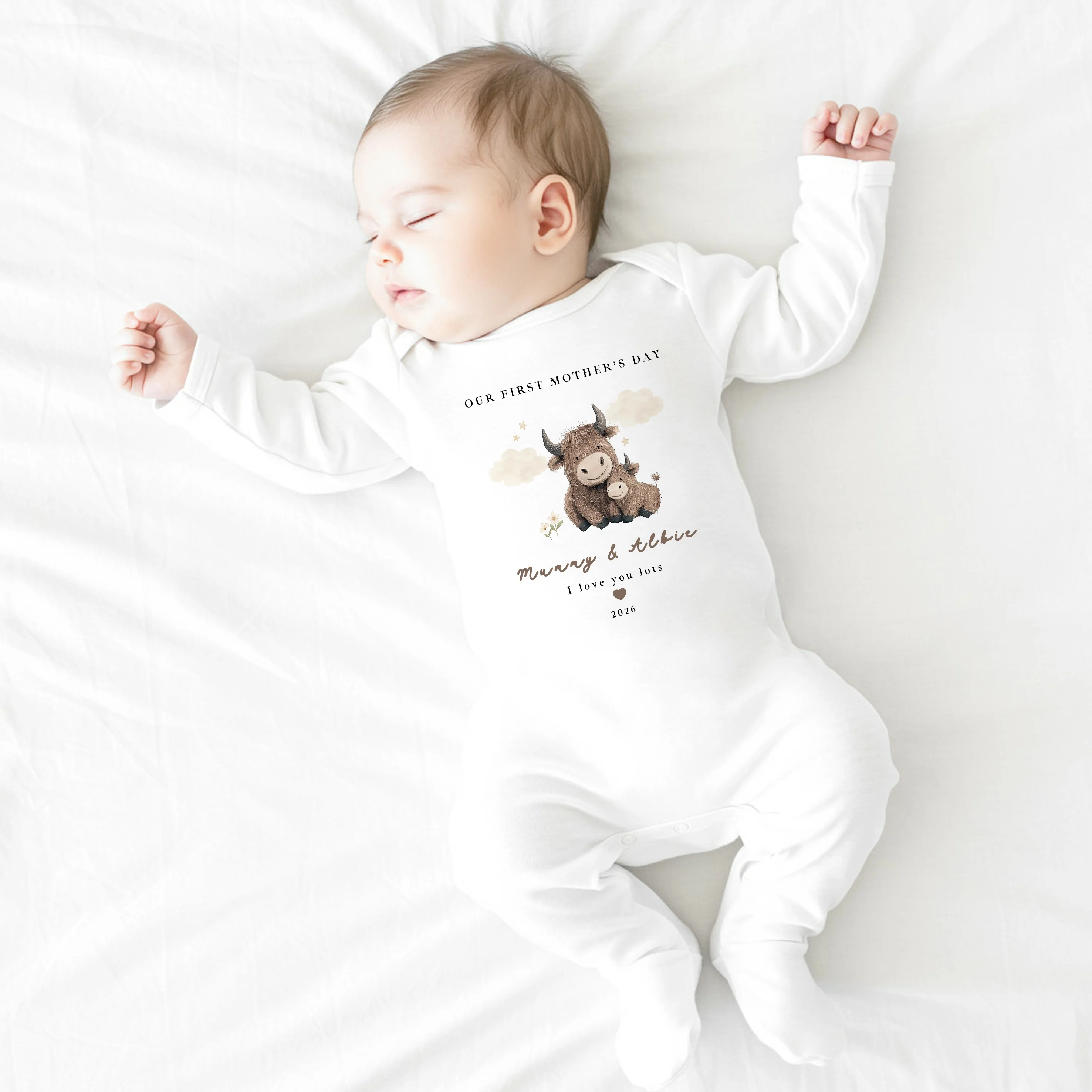 Personalised Little Cow My First Mother's Day Baby Grow, Vest or Bib - Image 2