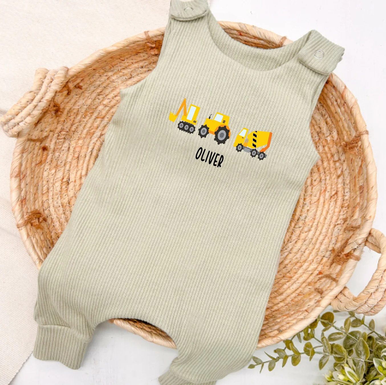 Personalised Little Digger Ribbed Dungarees - Image 2