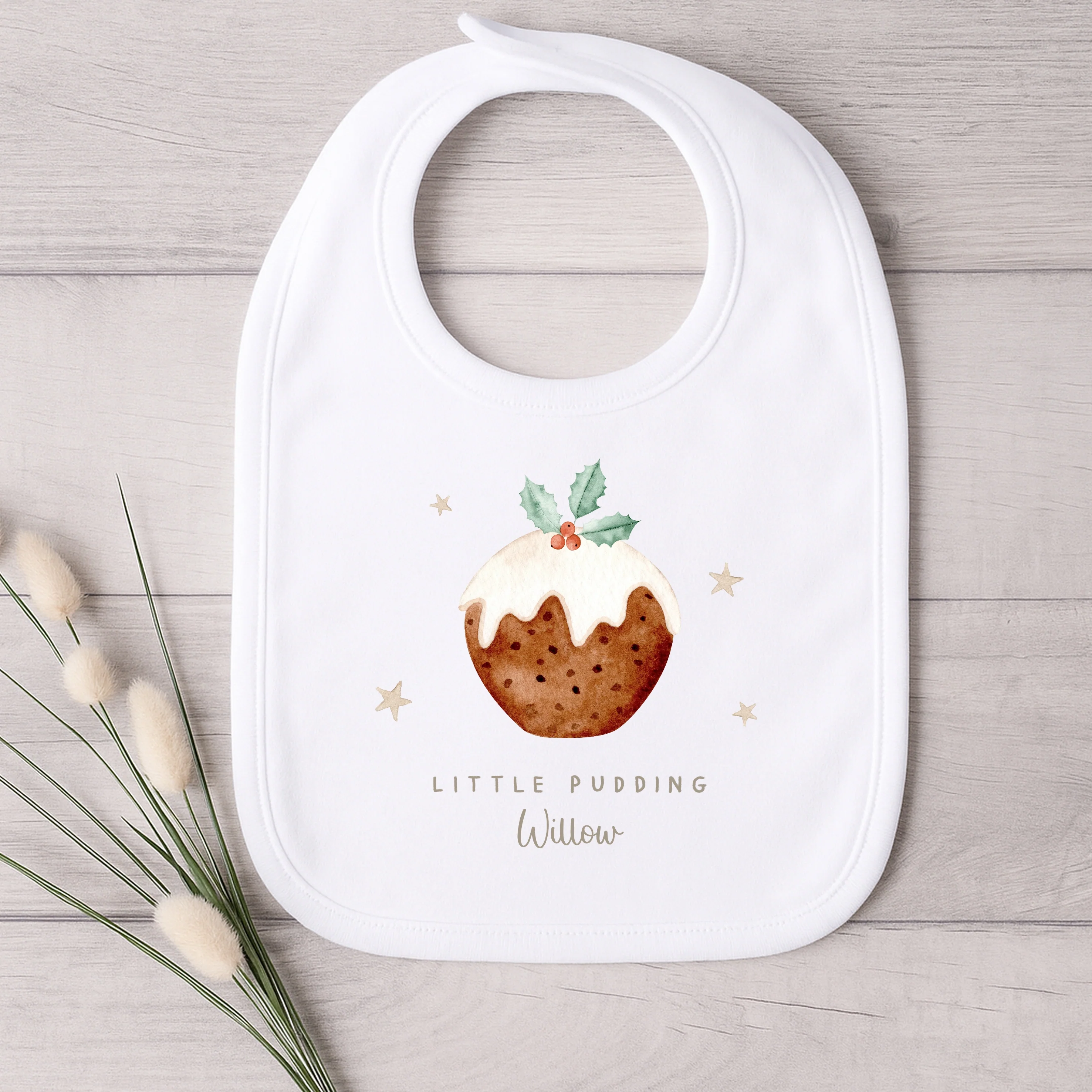 Personalised Little Pudding Christmas Baby Grow/Vest/Bib - Image 3