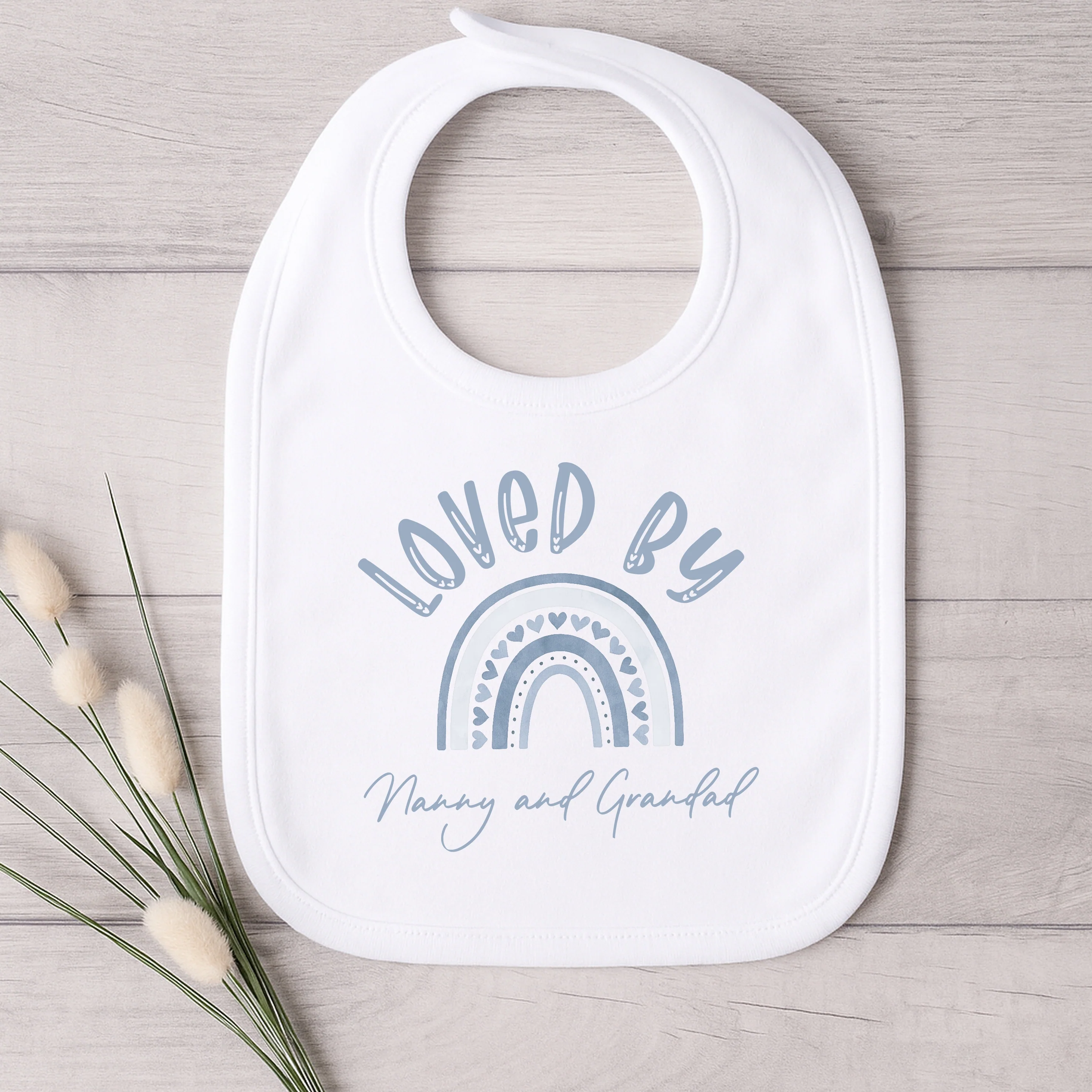 Personalised Loved By Nanny Blue Rainbow Baby Grow or Vest - Image 4
