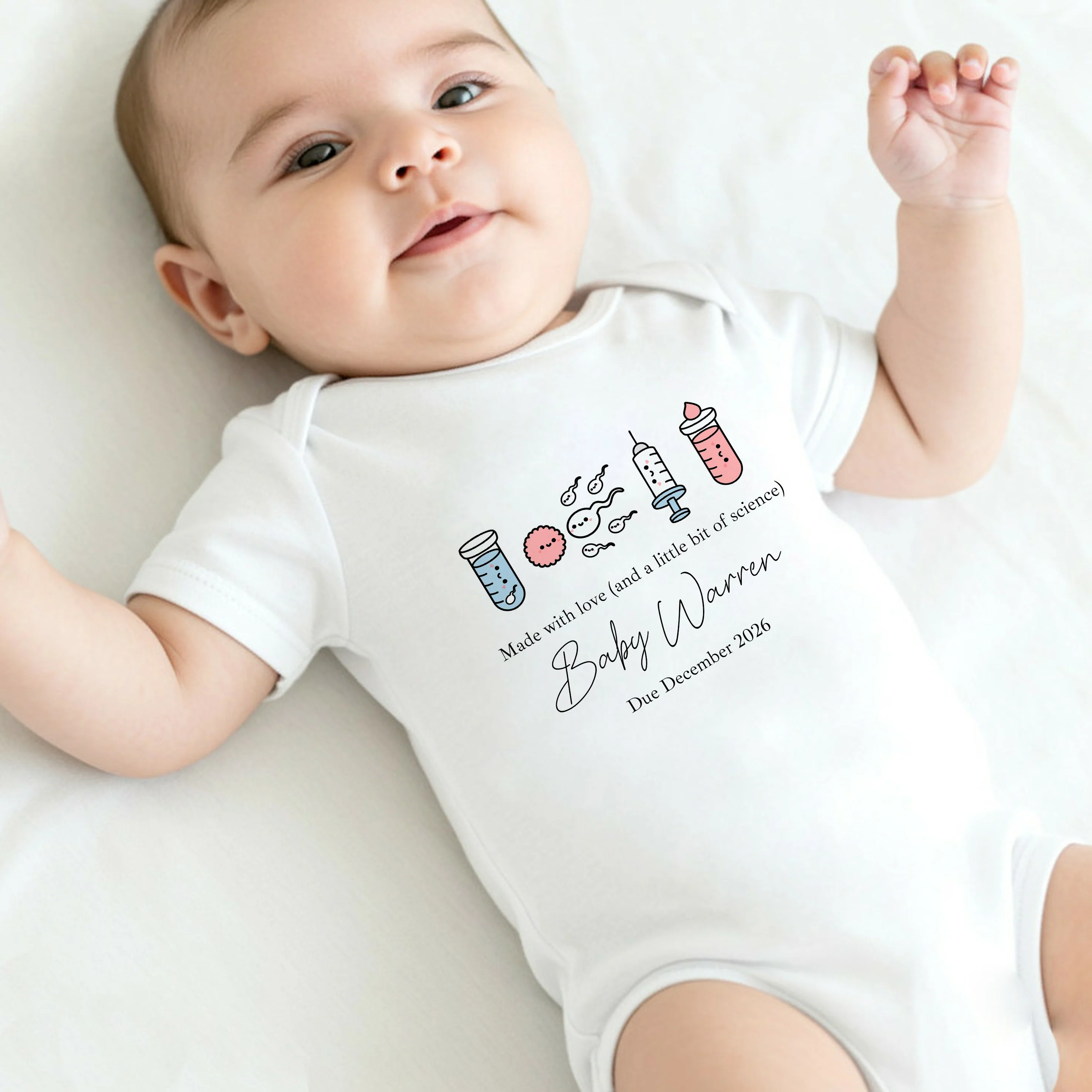 Personalised Made With Love And Science IVF Baby Announcement Vest - Image 4