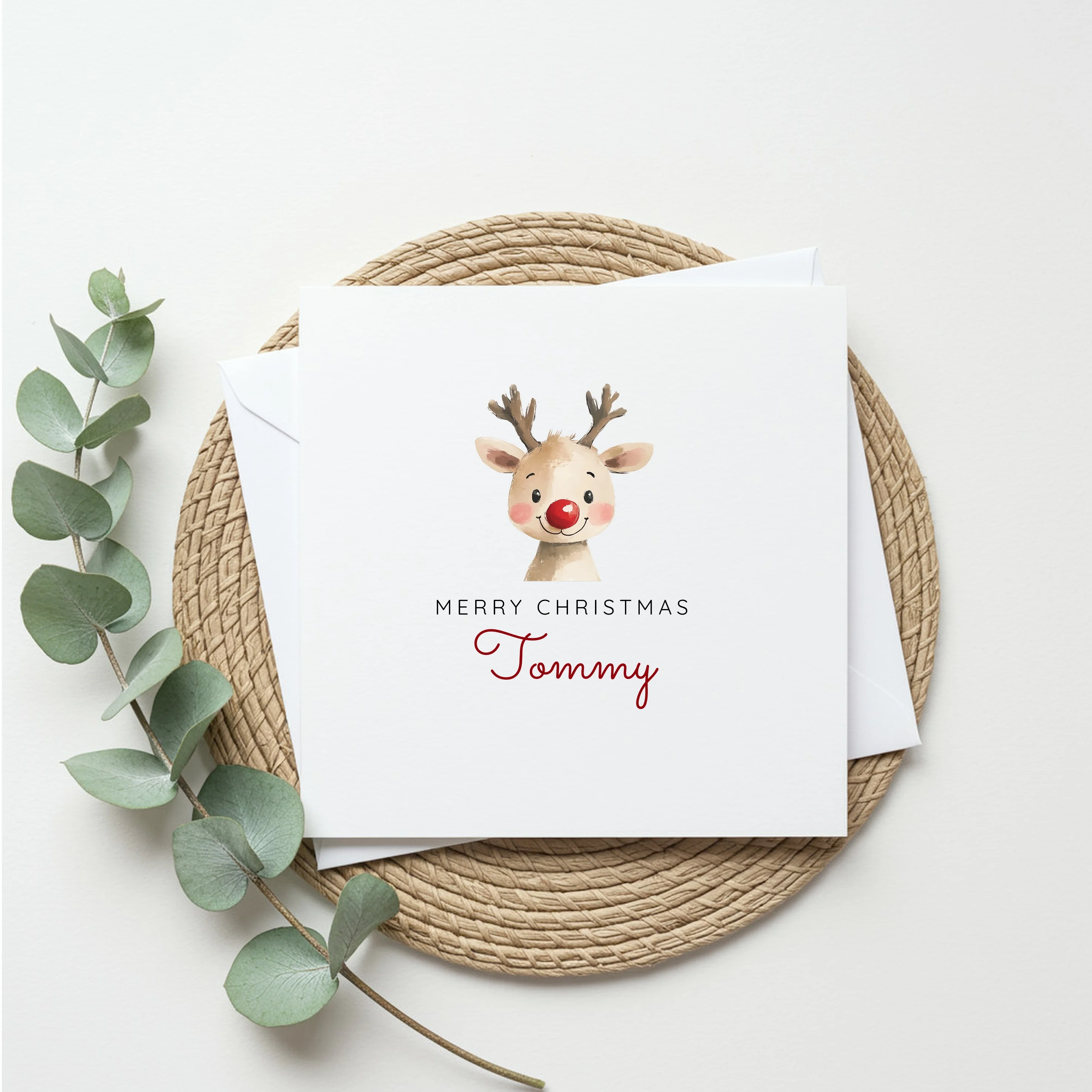 Personalised Merry Christmas Reindeer Christmas Card - Image 2