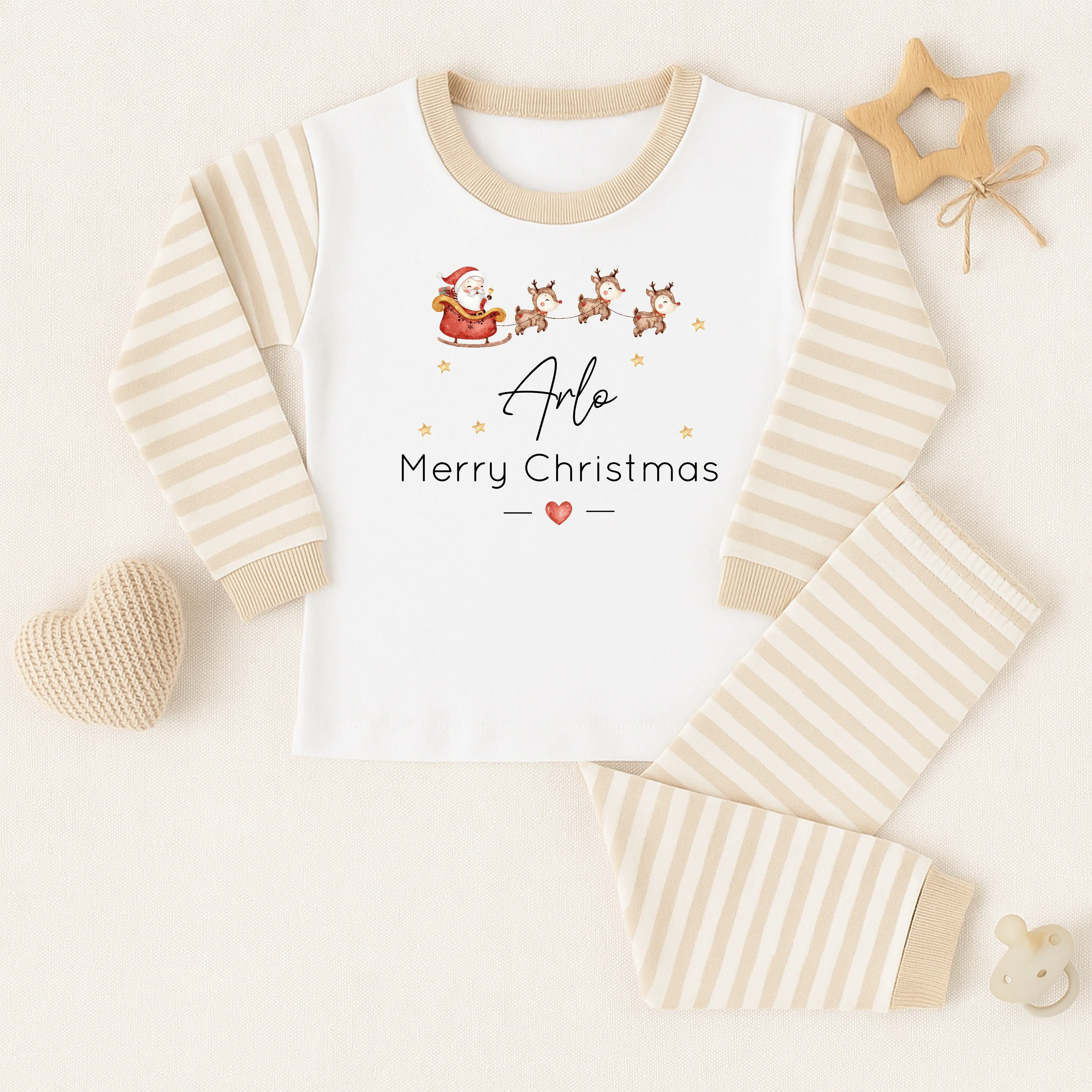 Personalised Merry Christmas Santa Sleigh Christmas Pyjamas - Image 2