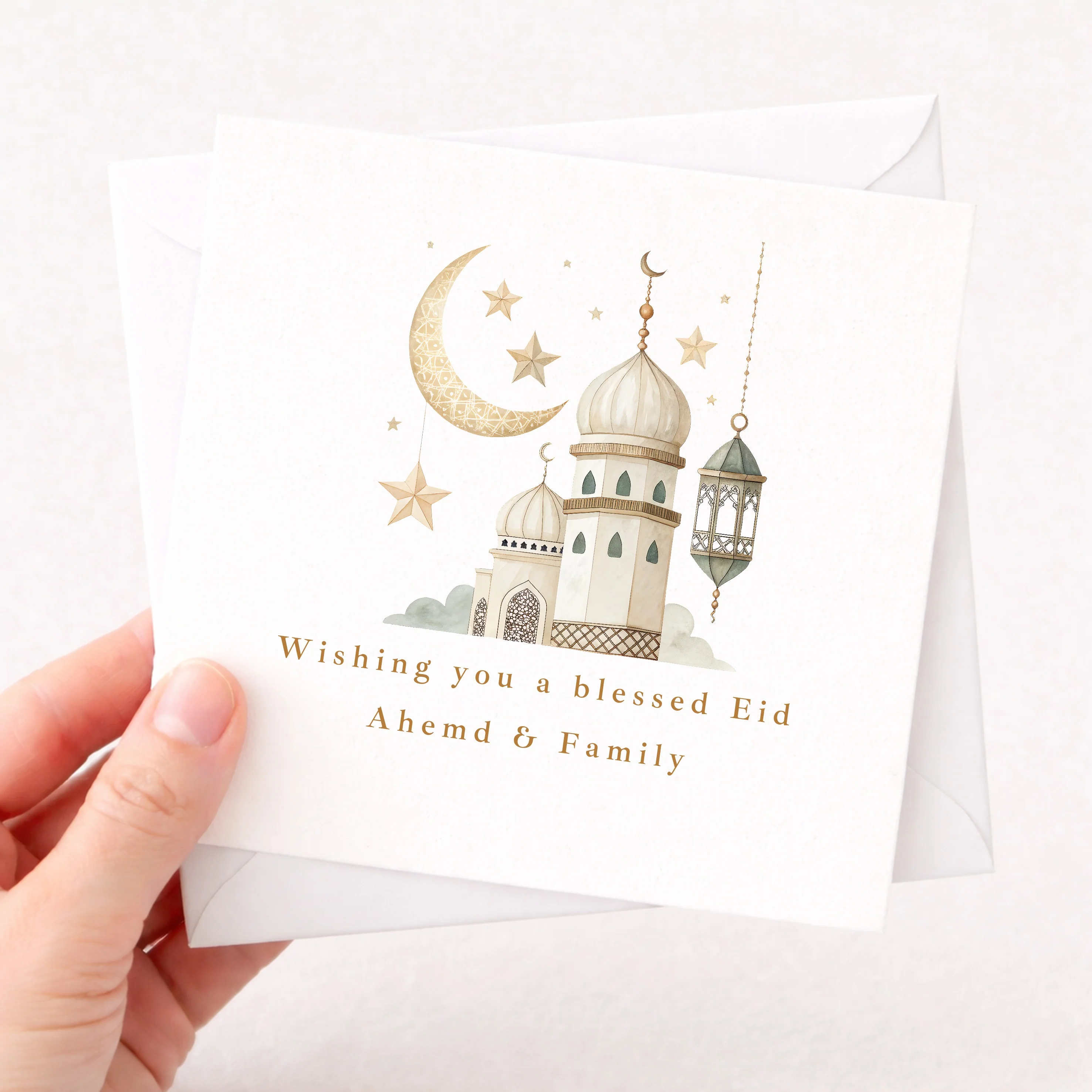 Personalised Moon Wishing You A Blessed Eid Mubarak Card