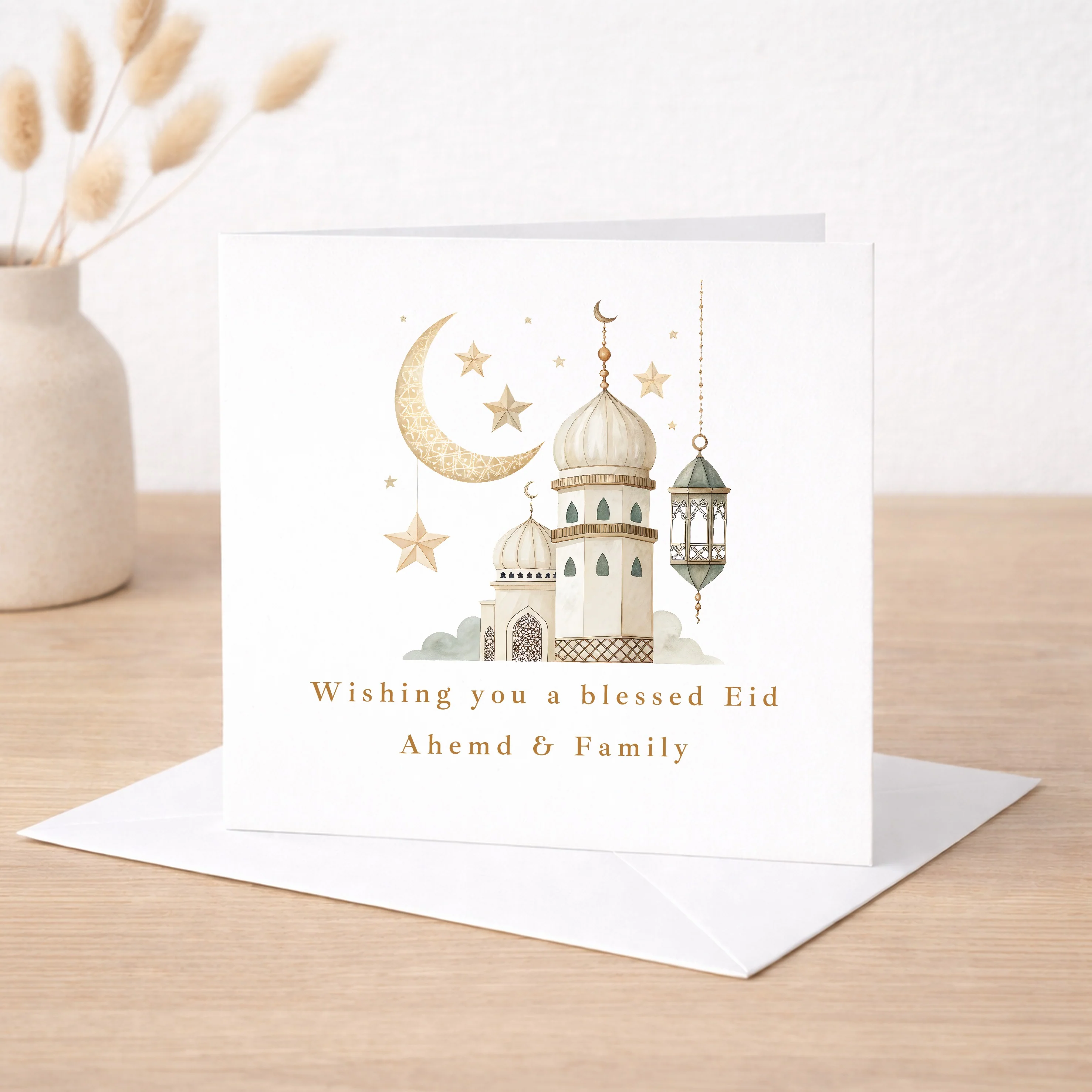 Personalised Moon Wishing You A Blessed Eid Mubarak Card - Image 2