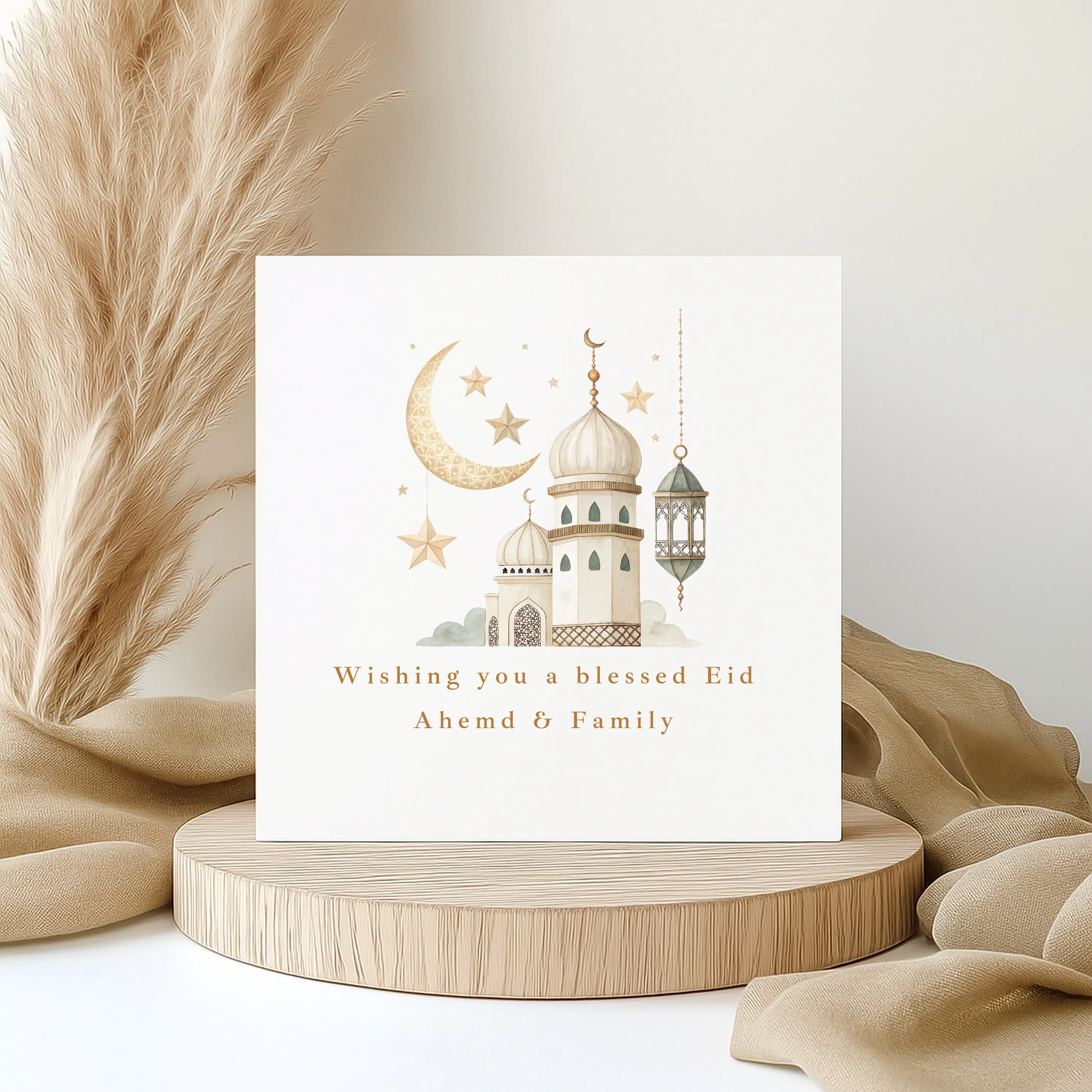 Personalised Moon Wishing You A Blessed Eid Mubarak Card - Image 3