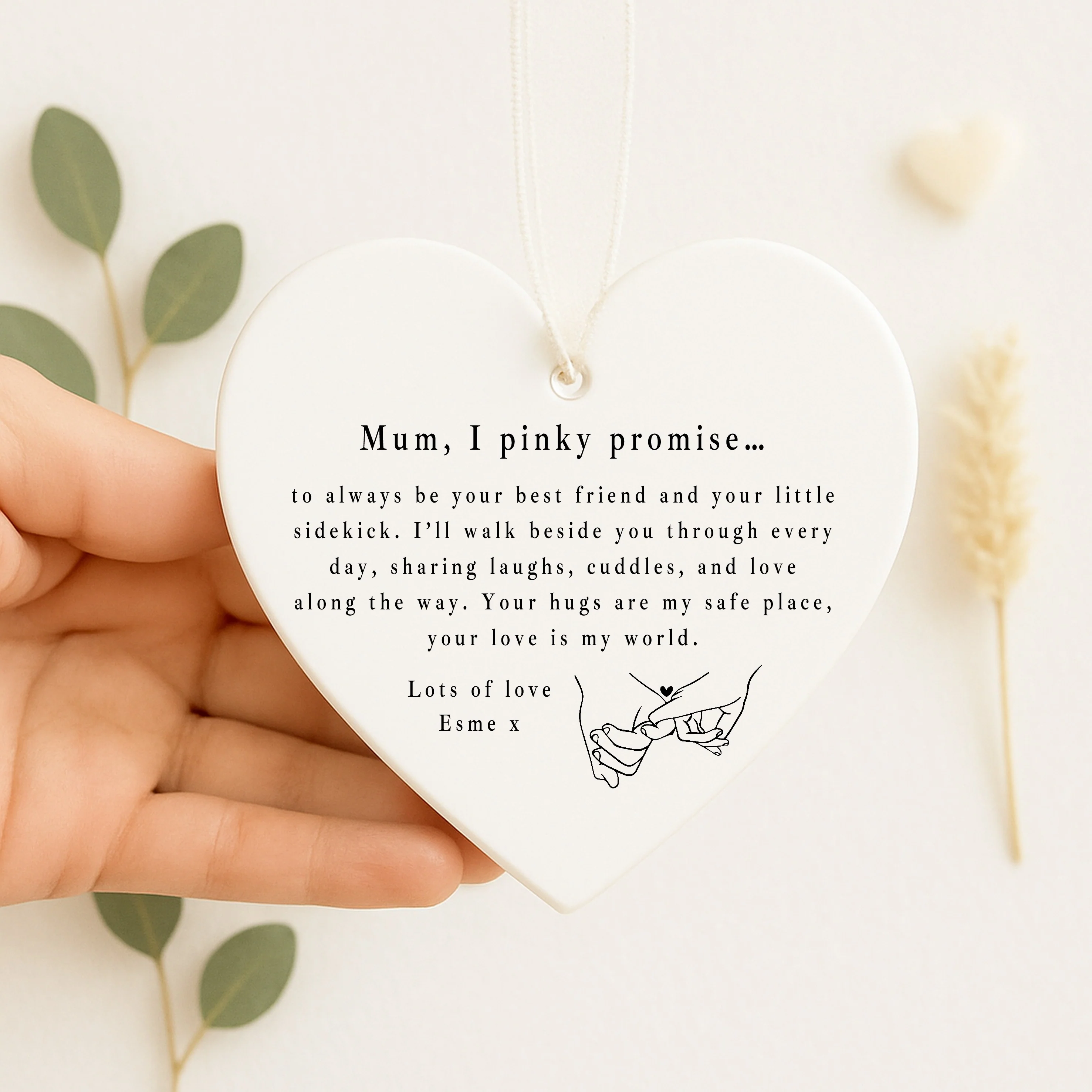 Personalised Mum Pink Promise Ceramic Ornament - Image 3