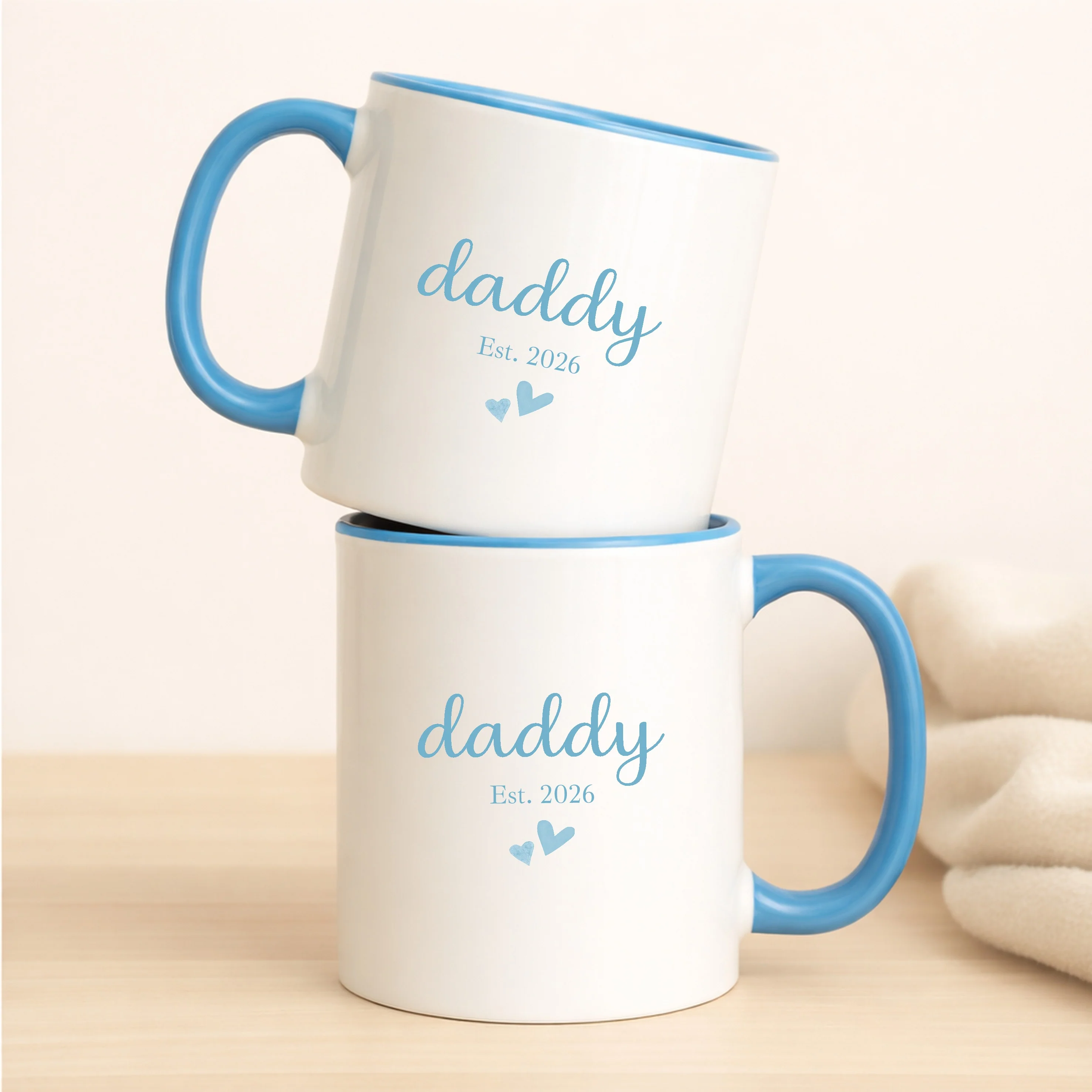 Personalised Mummy & Daddy Est Pink & Blue Mug Set - Image 3