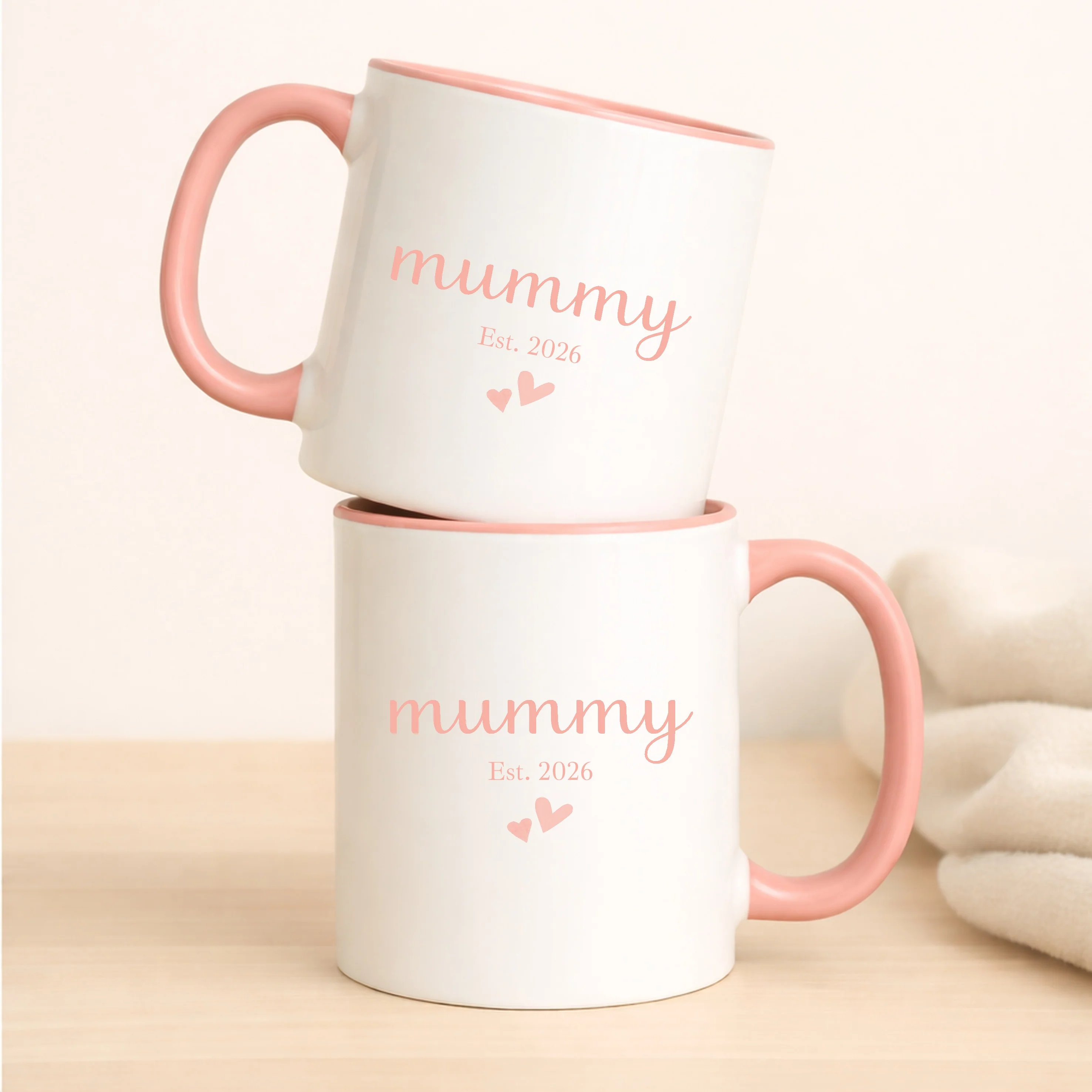 Personalised Mummy & Daddy Est Pink & Blue Mug Set - Image 4