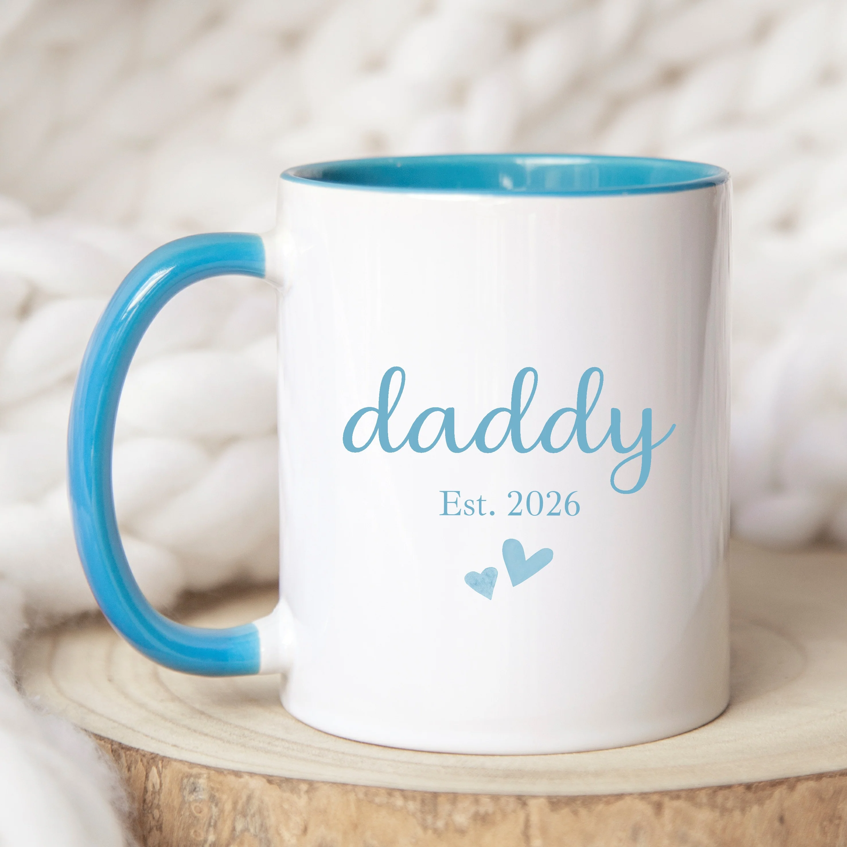 Personalised Mummy & Daddy Est Pink & Blue Mug Set - Image 5