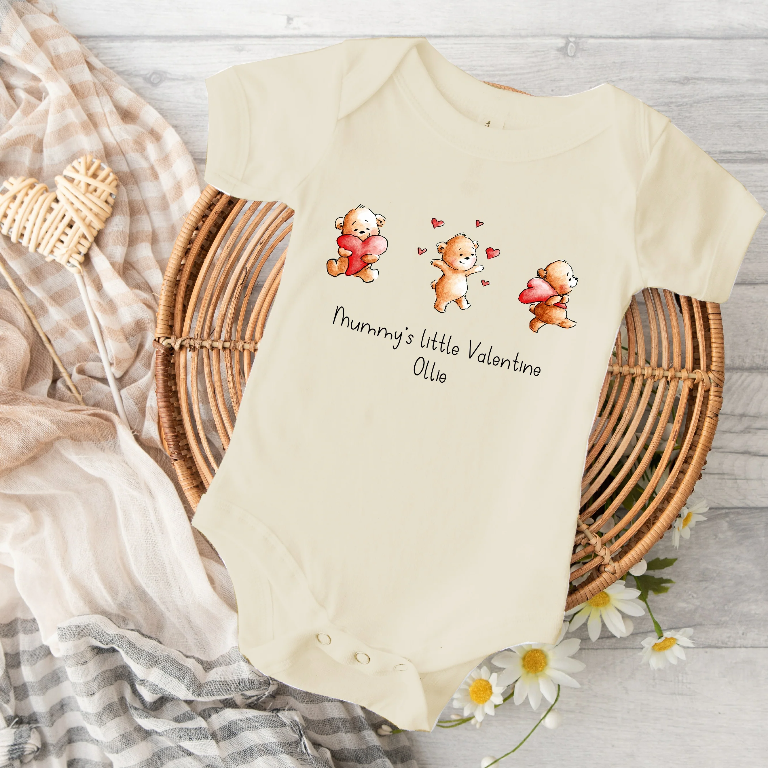 Personalised Mummy's Little Valentine Baby Grow or Vest - Image 3