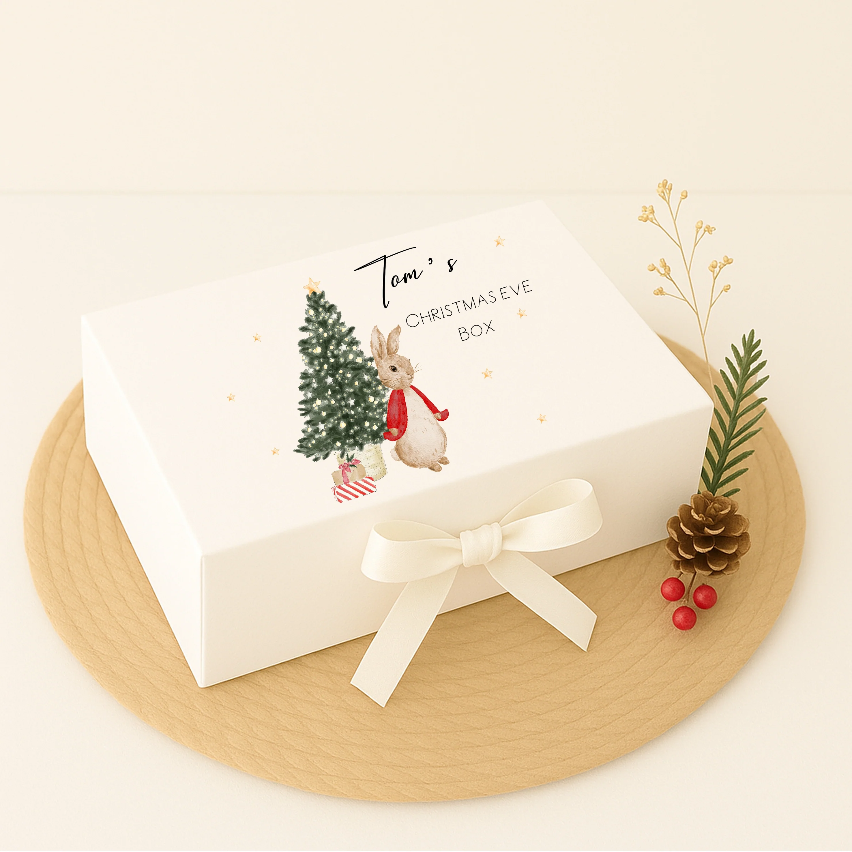 Personalised My First Christmas Red Rabbit Baby Grow and Blanket Gift Set - Image 5
