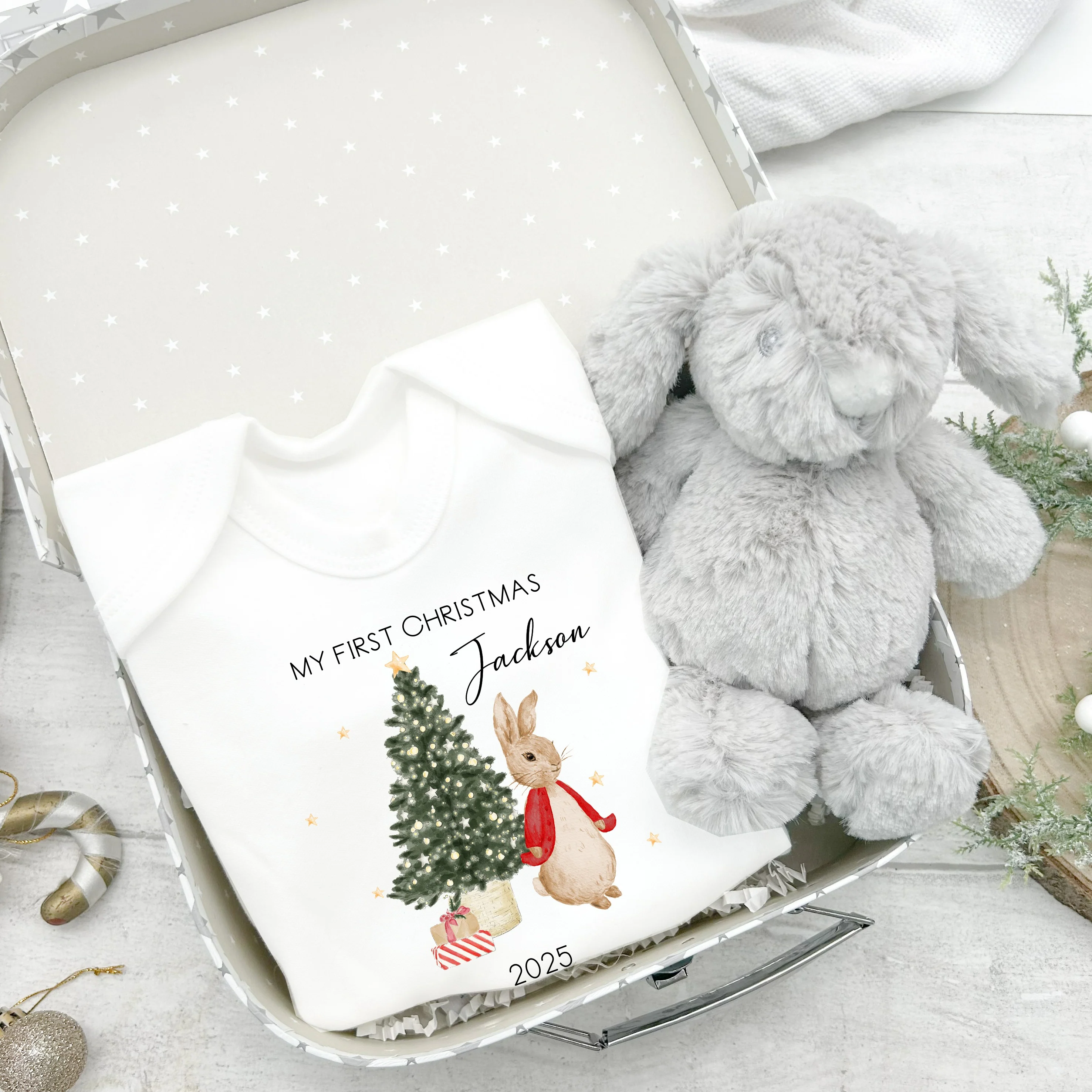 Personalised My First Christmas Red Rabbit Hamper Suitcase - Image 2