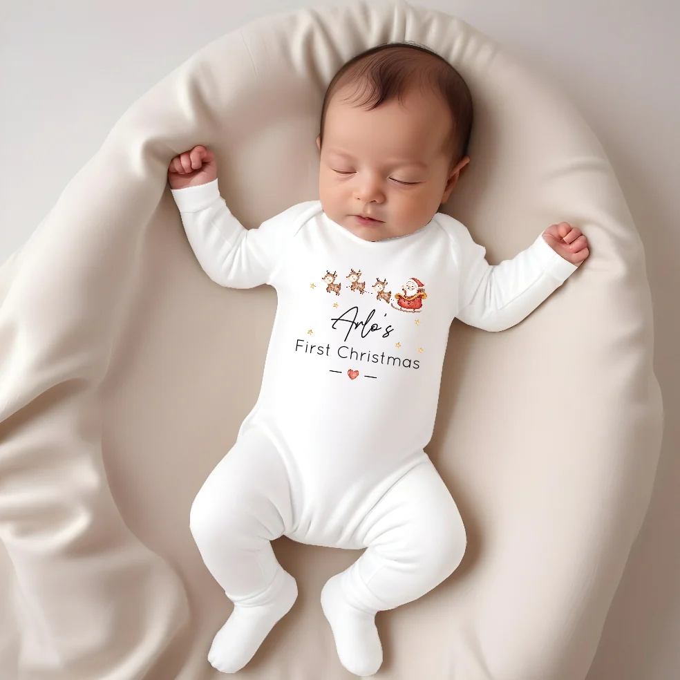 Personalised My First Christmas Santa Sleigh Embroidered Blanket Hamper - Image 2
