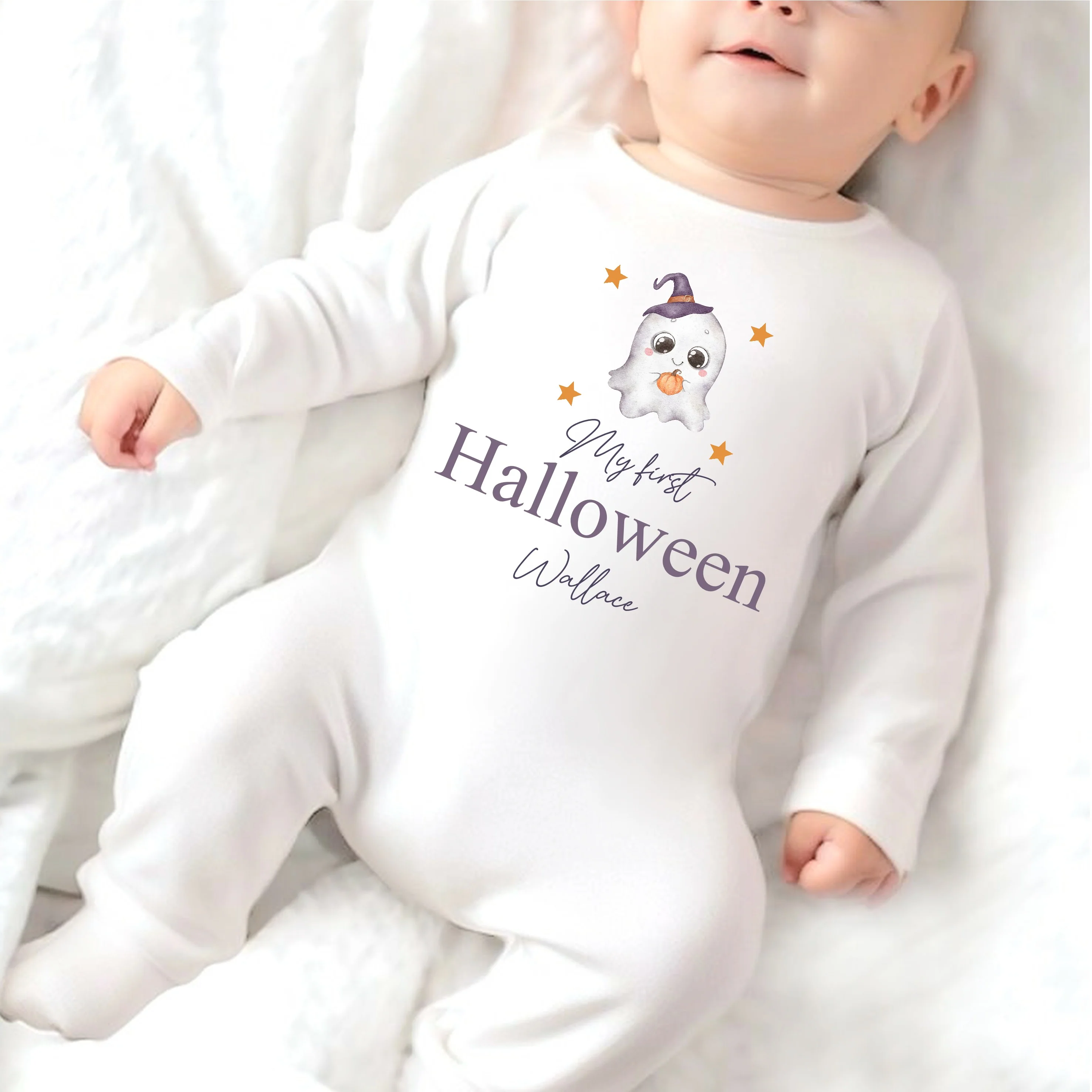 Personalised My First Halloween Ghost Babygrow/Vest/Bib - Image 3