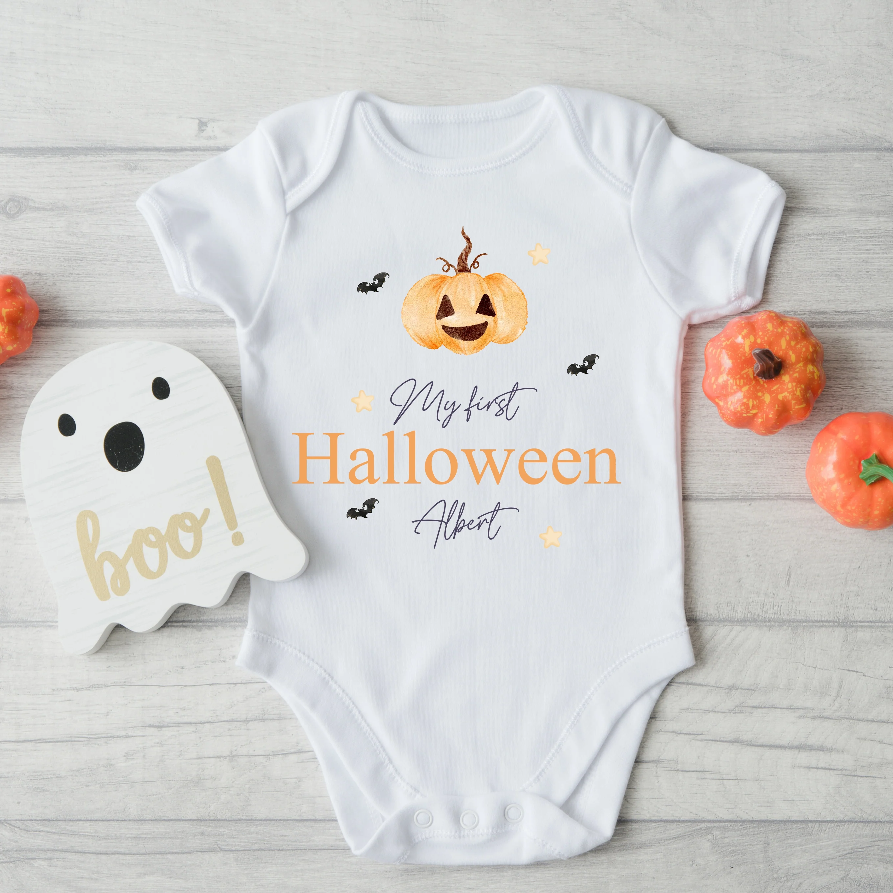 Personalised My First Halloween Pumpkin Babygrow/Vest/Bib - Image 2