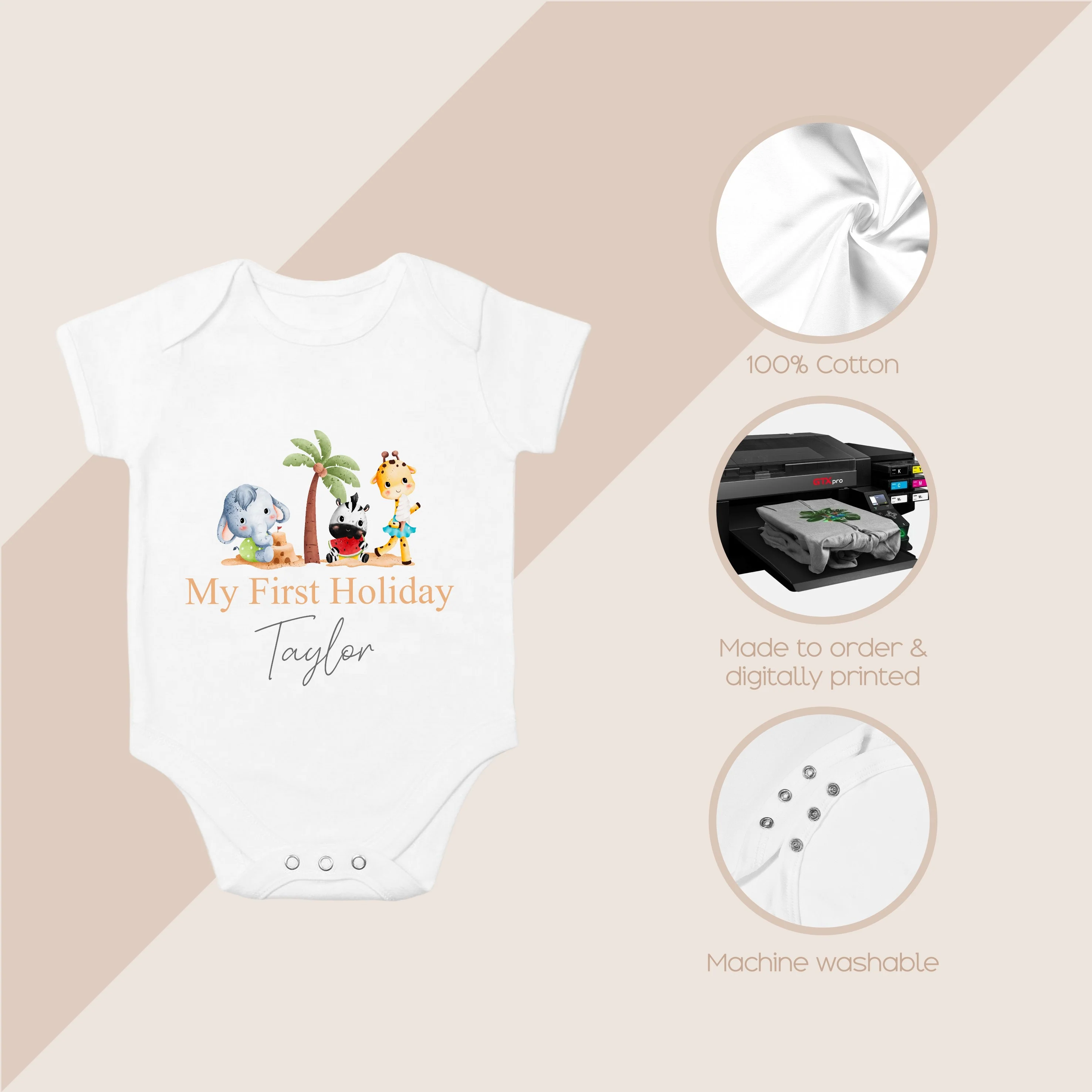 Personalised My First Holiday Animals Baby Vest/T-shirt - Image 6