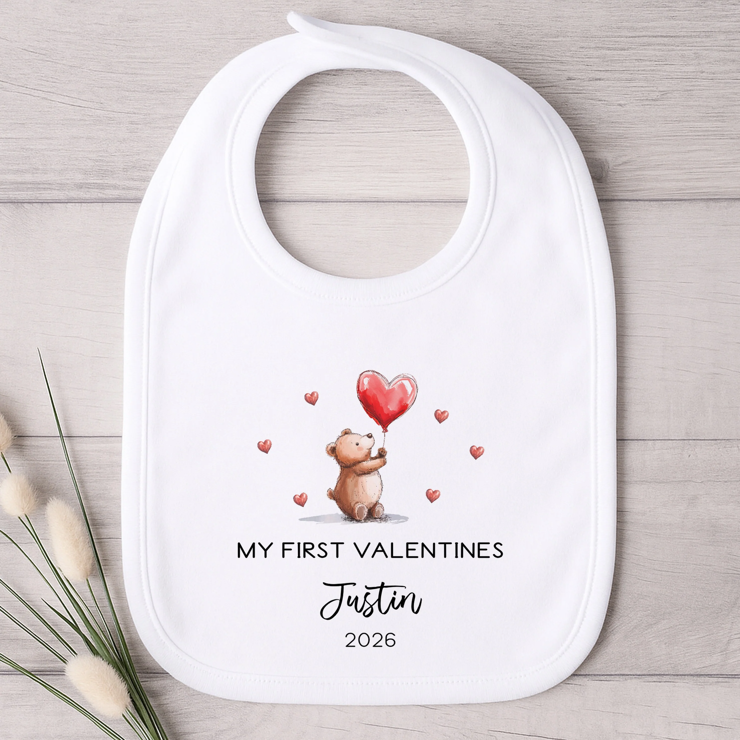 Personalised My First Valentines Day Bears Red Balloons Babygrow/Vest - Image 3