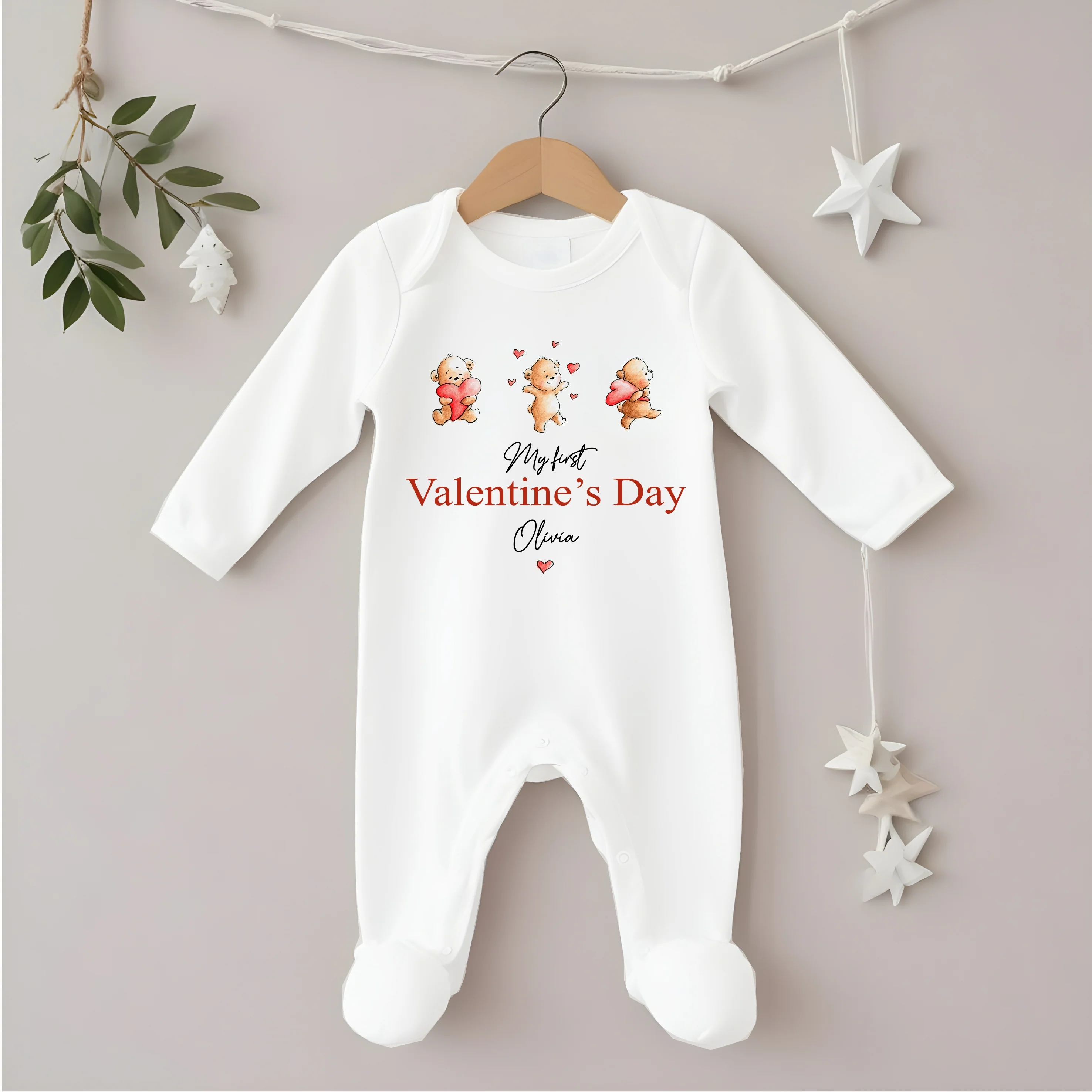 Personalised My First Valentines Day Little Bears Baby Grow or Vest