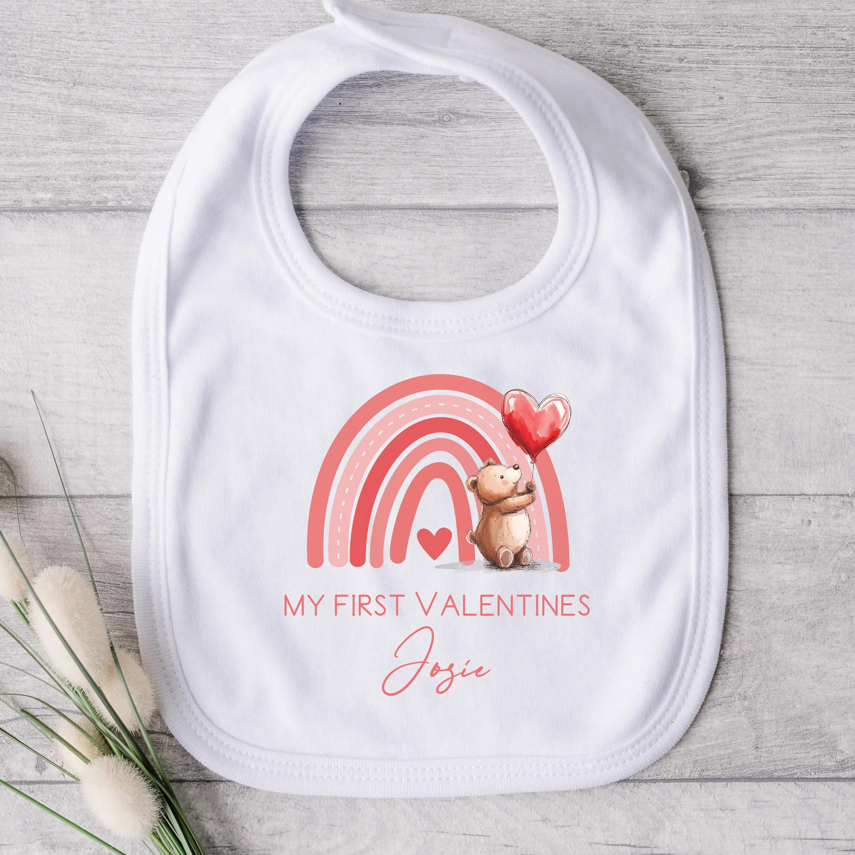 Personalised My First Valentines Day Rainbow Bear Baby Grow or Vest - Image 2