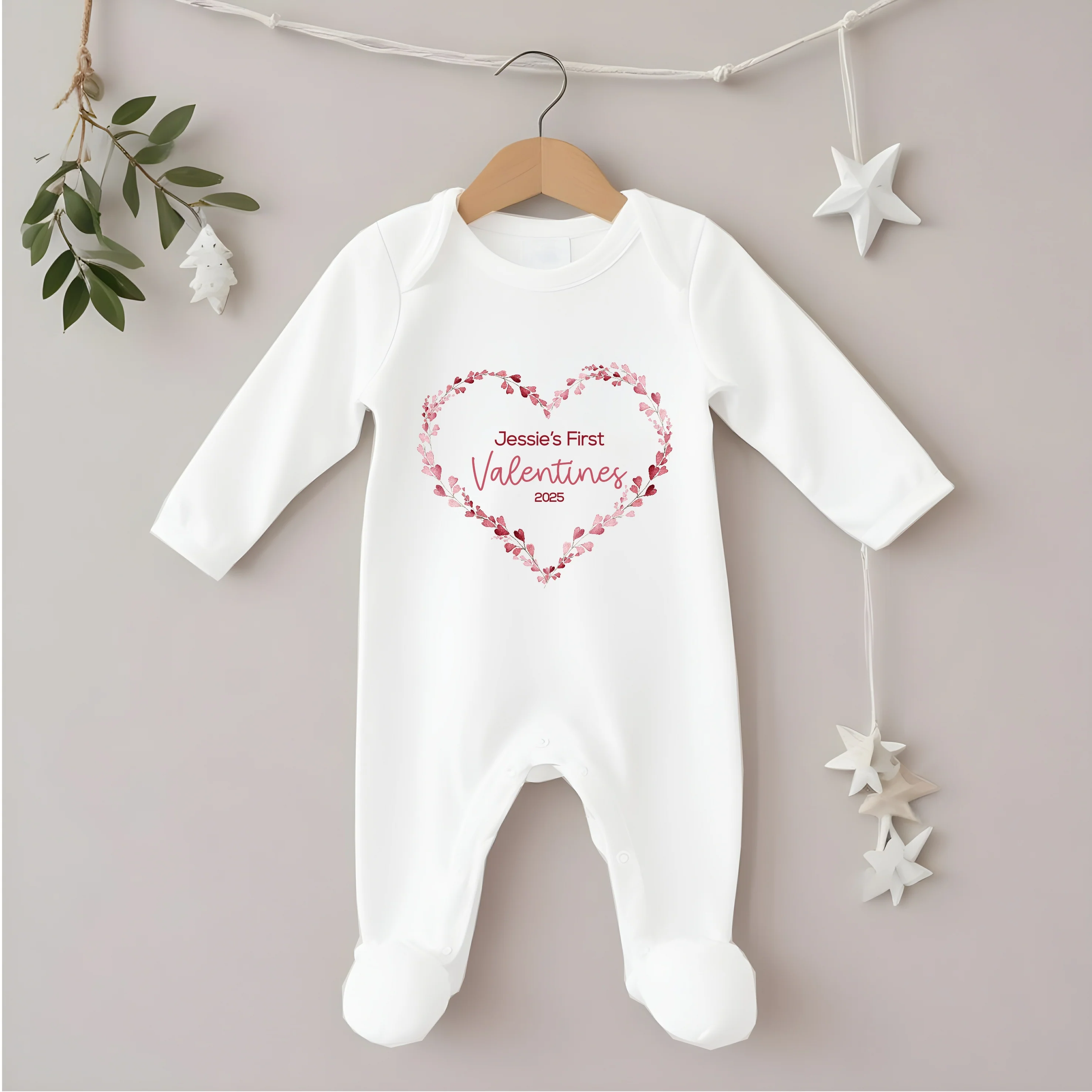 Personalised My First Valentines Heart Wreath Baby Grow or Vest - Image 2