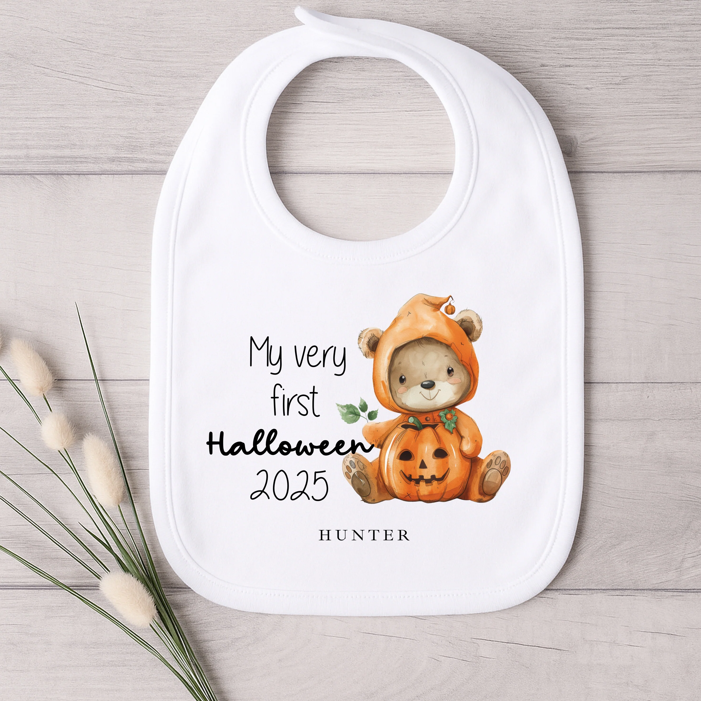 Personalised My Very First Halloween Pumpkin Teddy Babygrow/Vest/Bib - Image 3