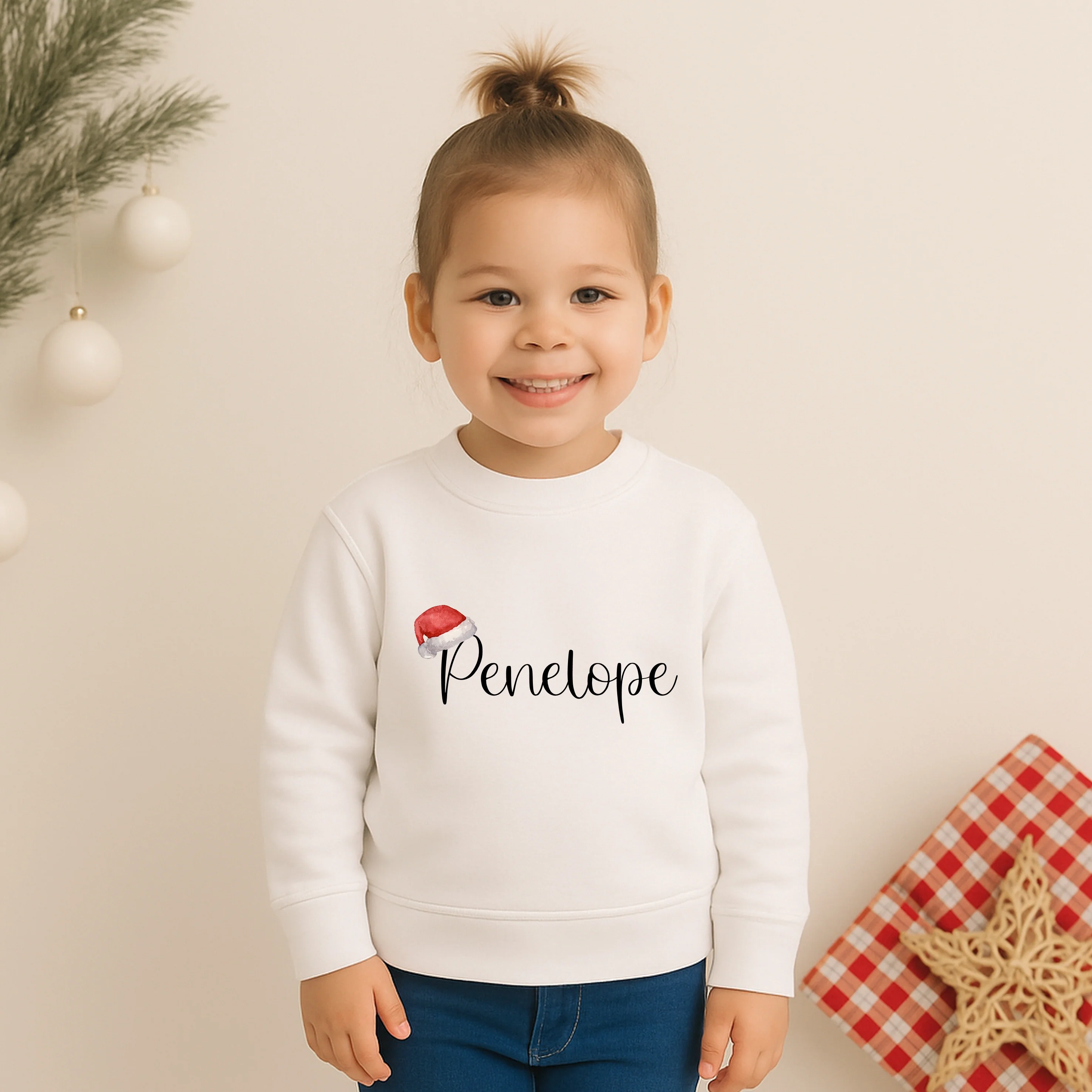Personalised Name with Santa Hat Family Matching Sweatshirt/Babygrow - Image 3