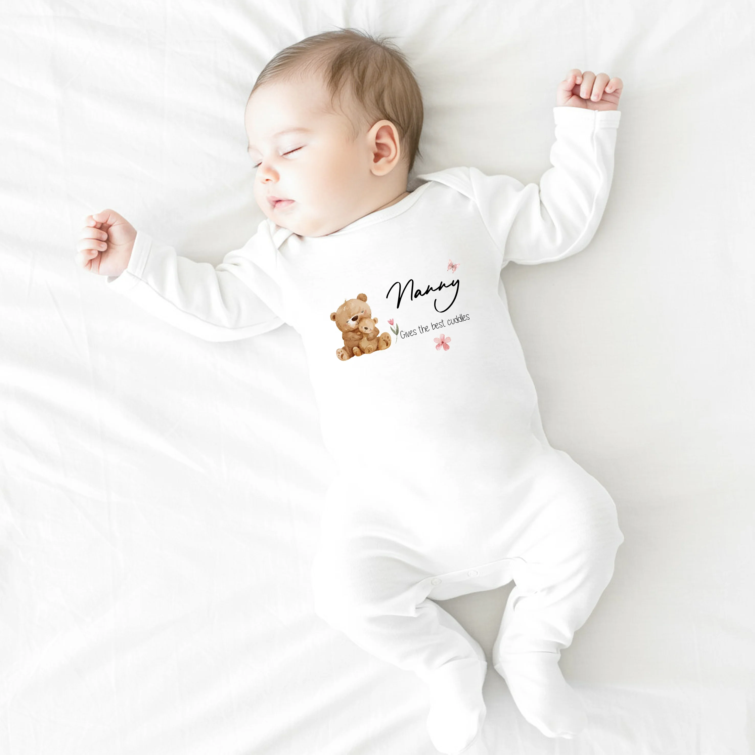 Personalised Nanny Gives The Best Cuddles Baby Grow or Vest - Image 5